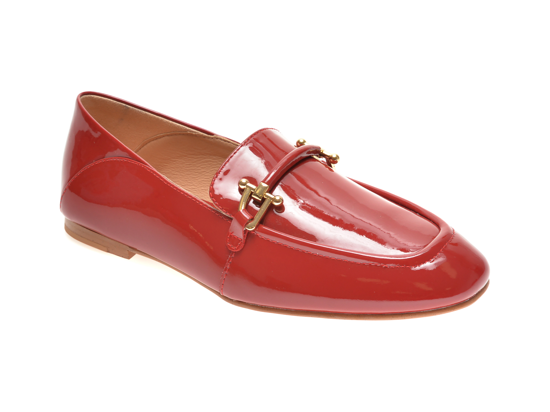 Pantofi CLARKS rosii, PURE 2 LOAFER, din piele naturala lacuita