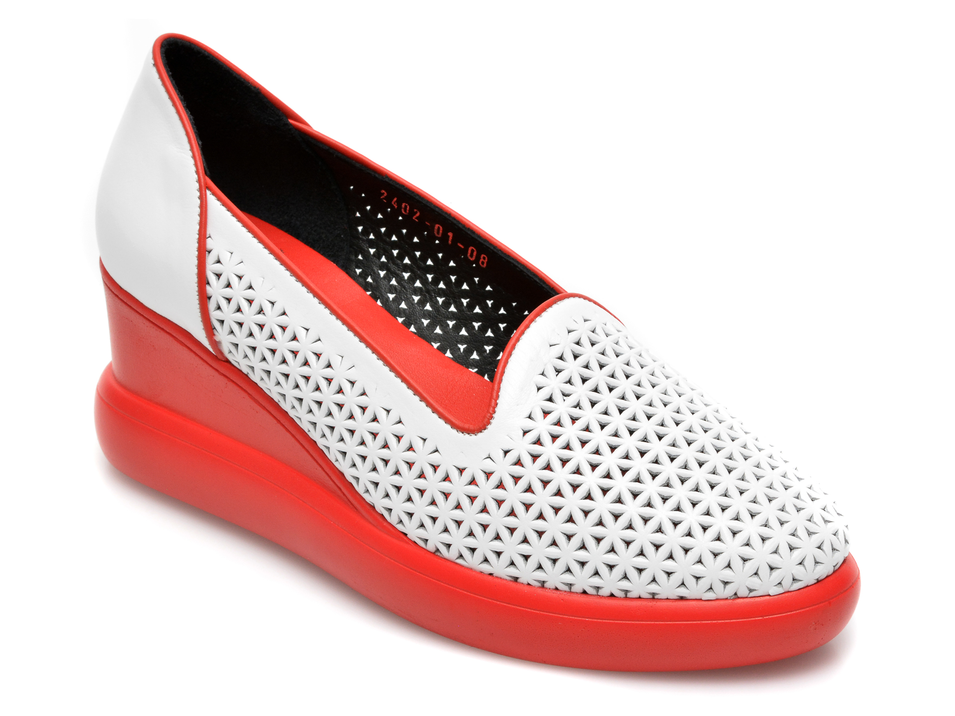 Pantofi DONNA STYLE albi, 2402, din piele naturala Donna Style