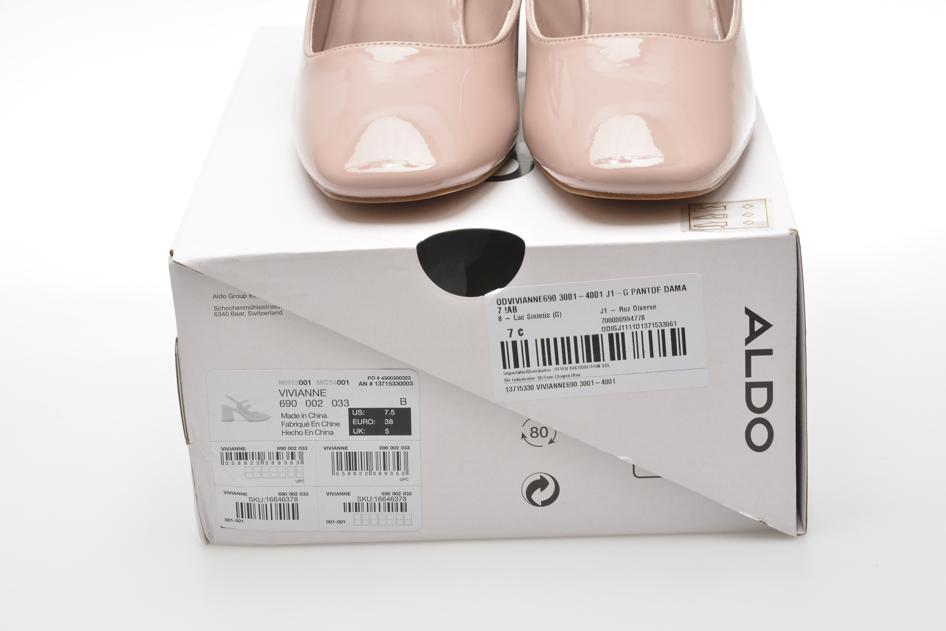 Pantofi eleganti ALDO roz, VIVIANNE690, din piele ecologica lacuita