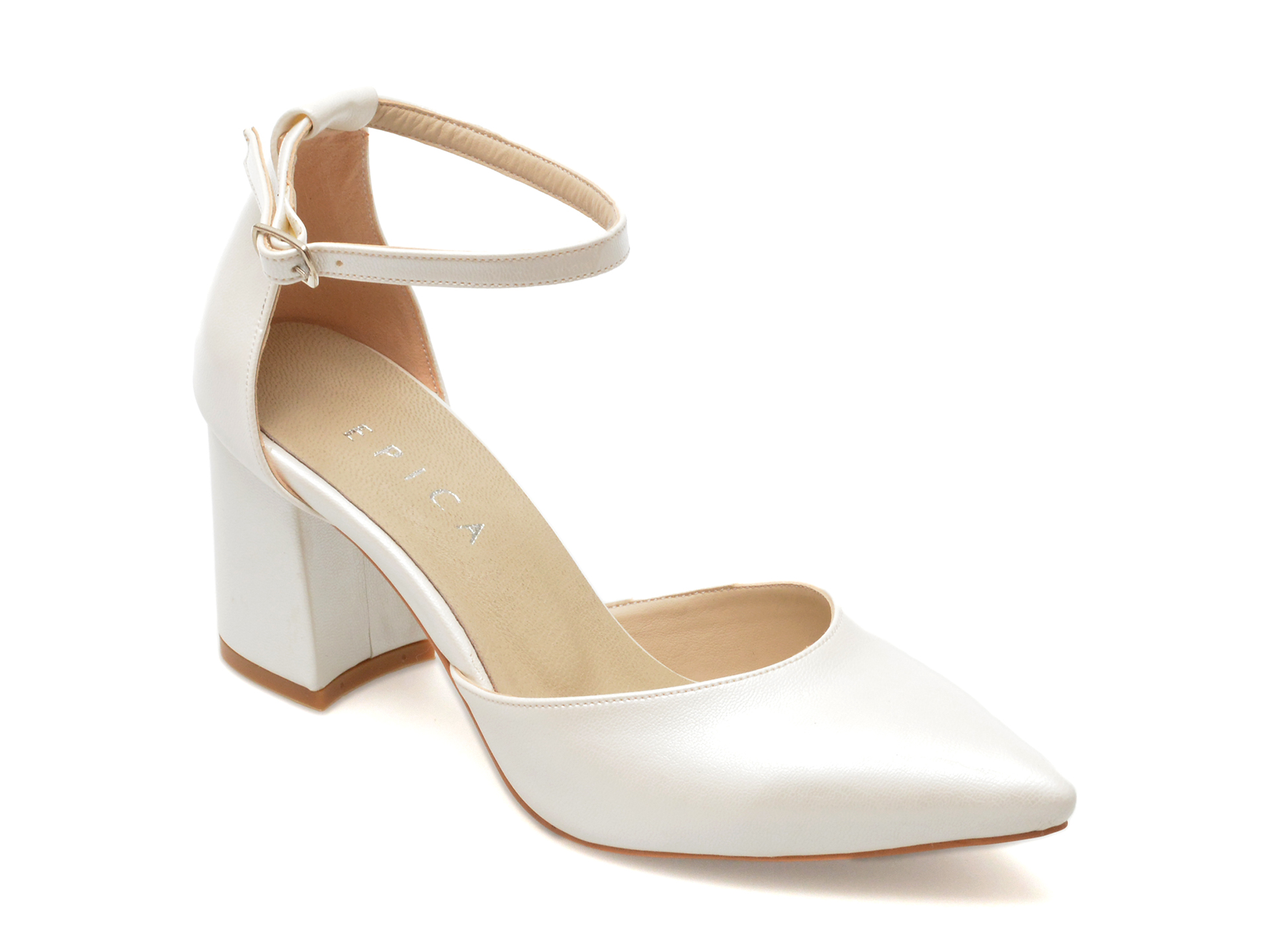 Pantofi eleganti EPICA albi, 391, din piele ecologica