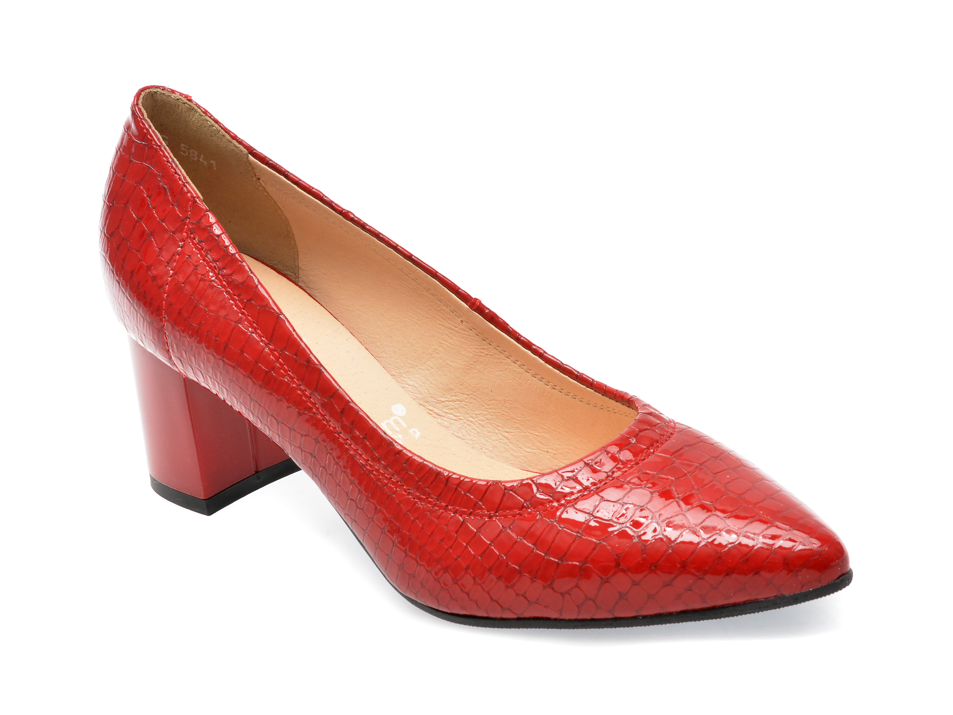 Pantofi eleganti IMAGE rosii, 5841, din piele naturala lacuita