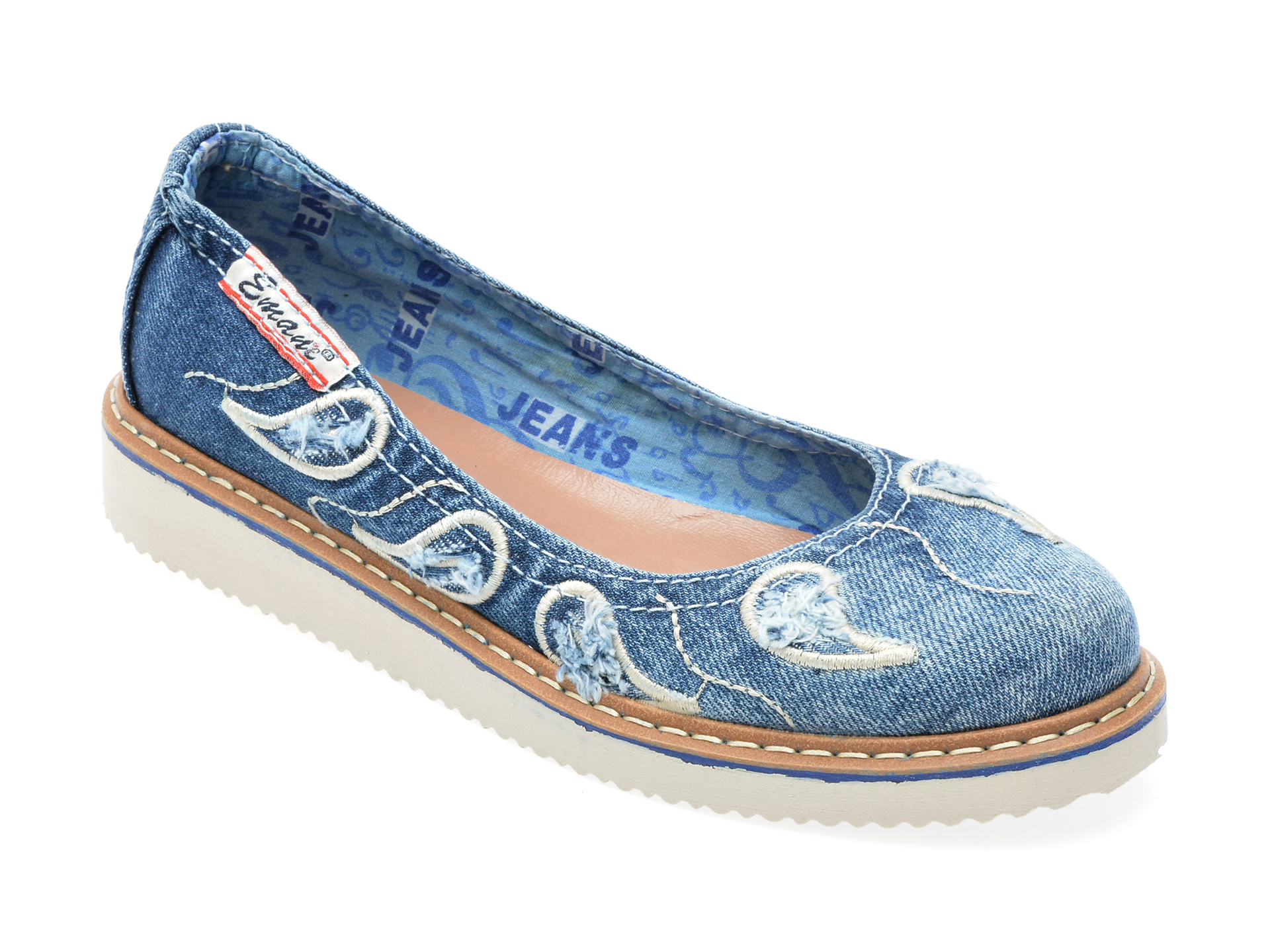 Pantofi EMANI albastri, 2004, din material textil imagine reduceri black friday 2021 /femei/pantofi