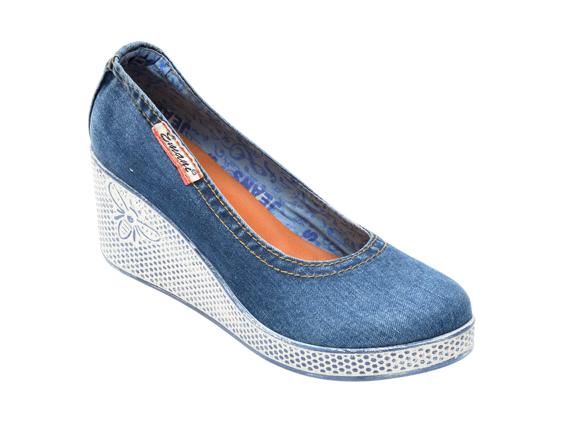 Pantofi EMANI albastri, 2013, din material textil /femei/pantofi