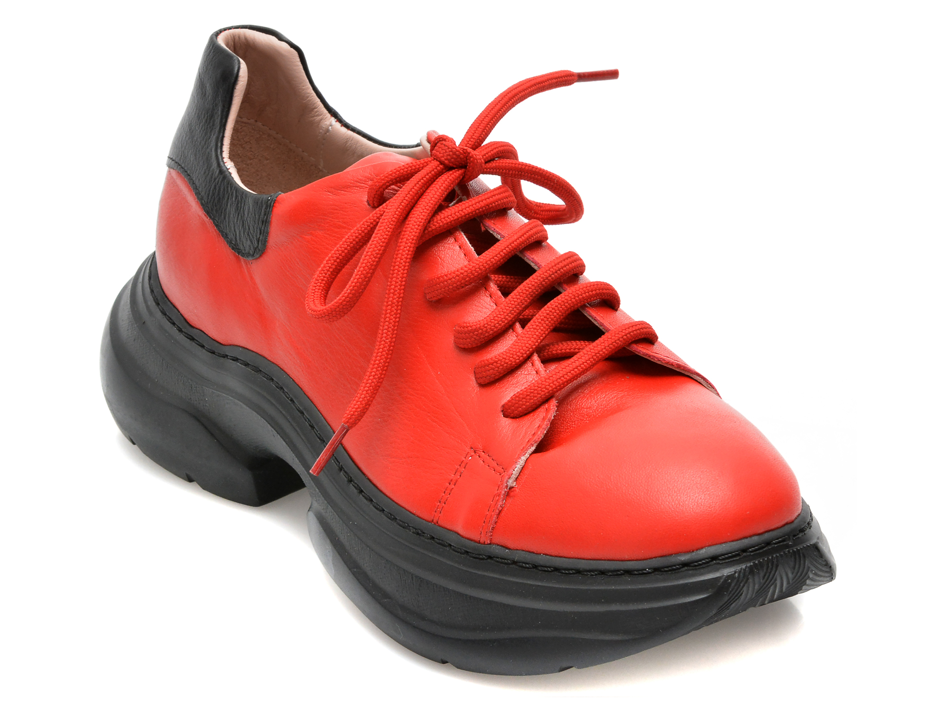 Pantofi EMANI rosii, 81094, din piele naturala /femei/pantofi