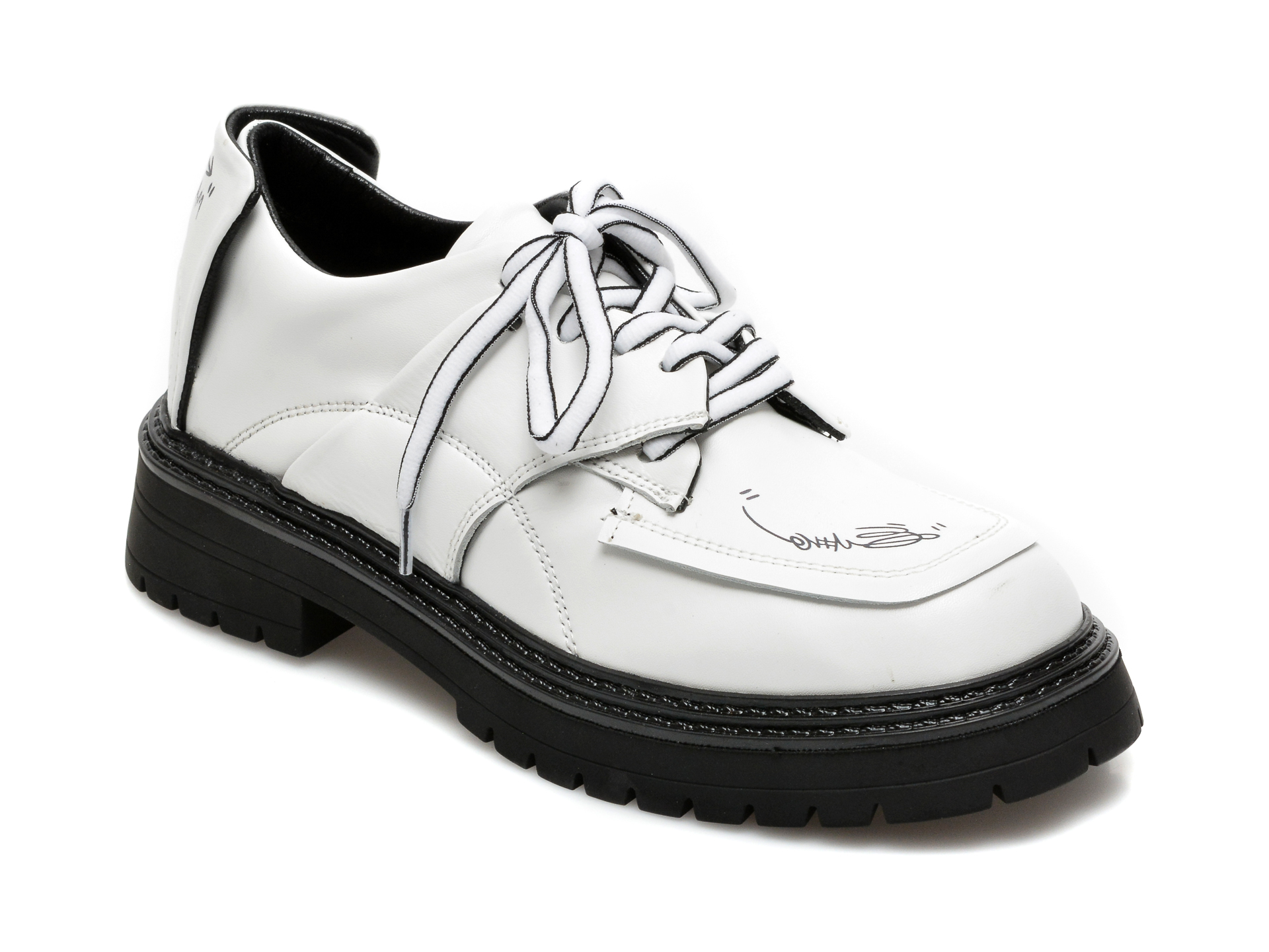 Pantofi EPICA albi, 4403105, din piele naturala 2022 ❤️ Pret Super otter.ro imagine noua 2022