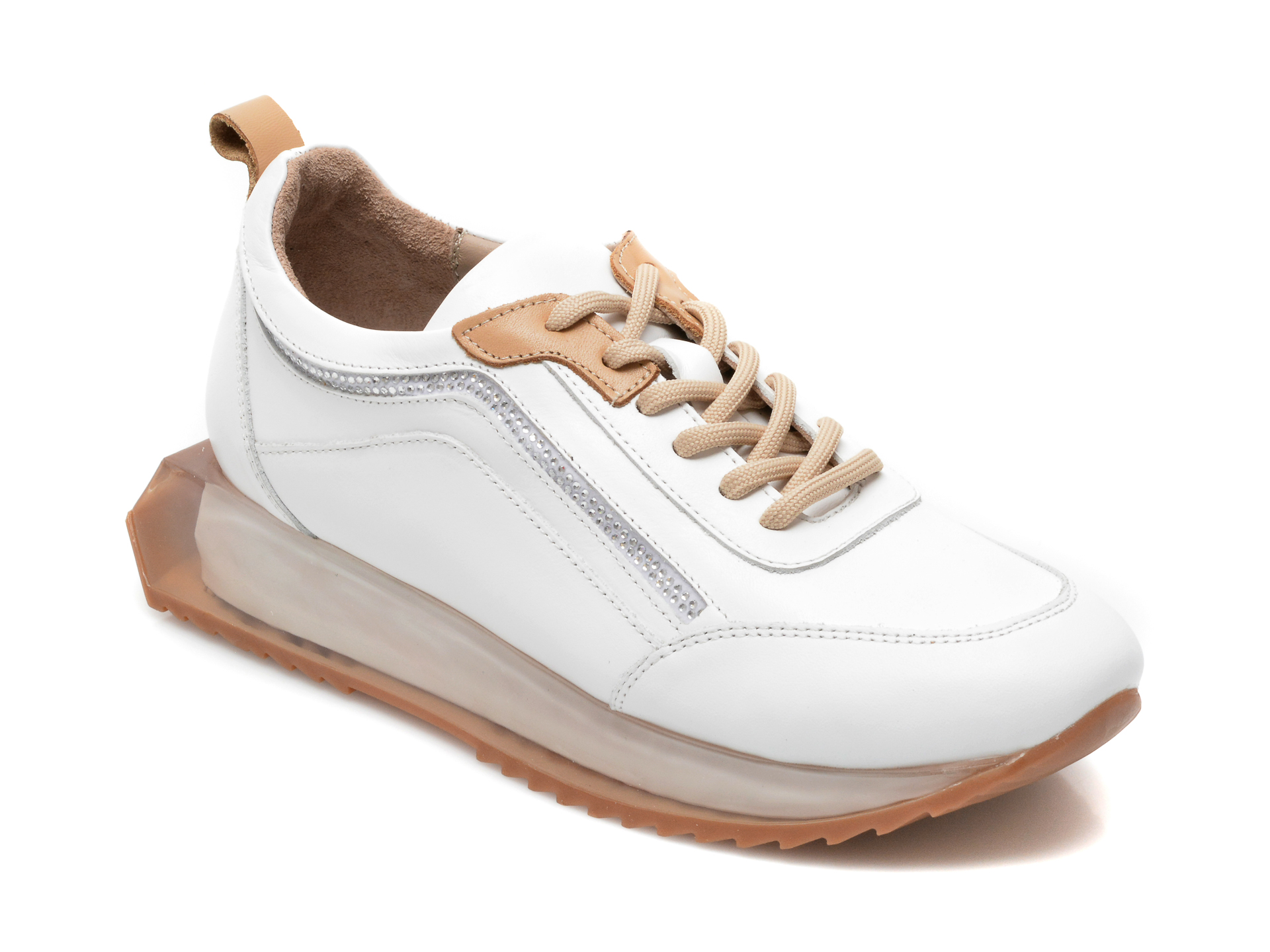 Pantofi EPICA albi, 5718, din piele naturala Epica imagine noua