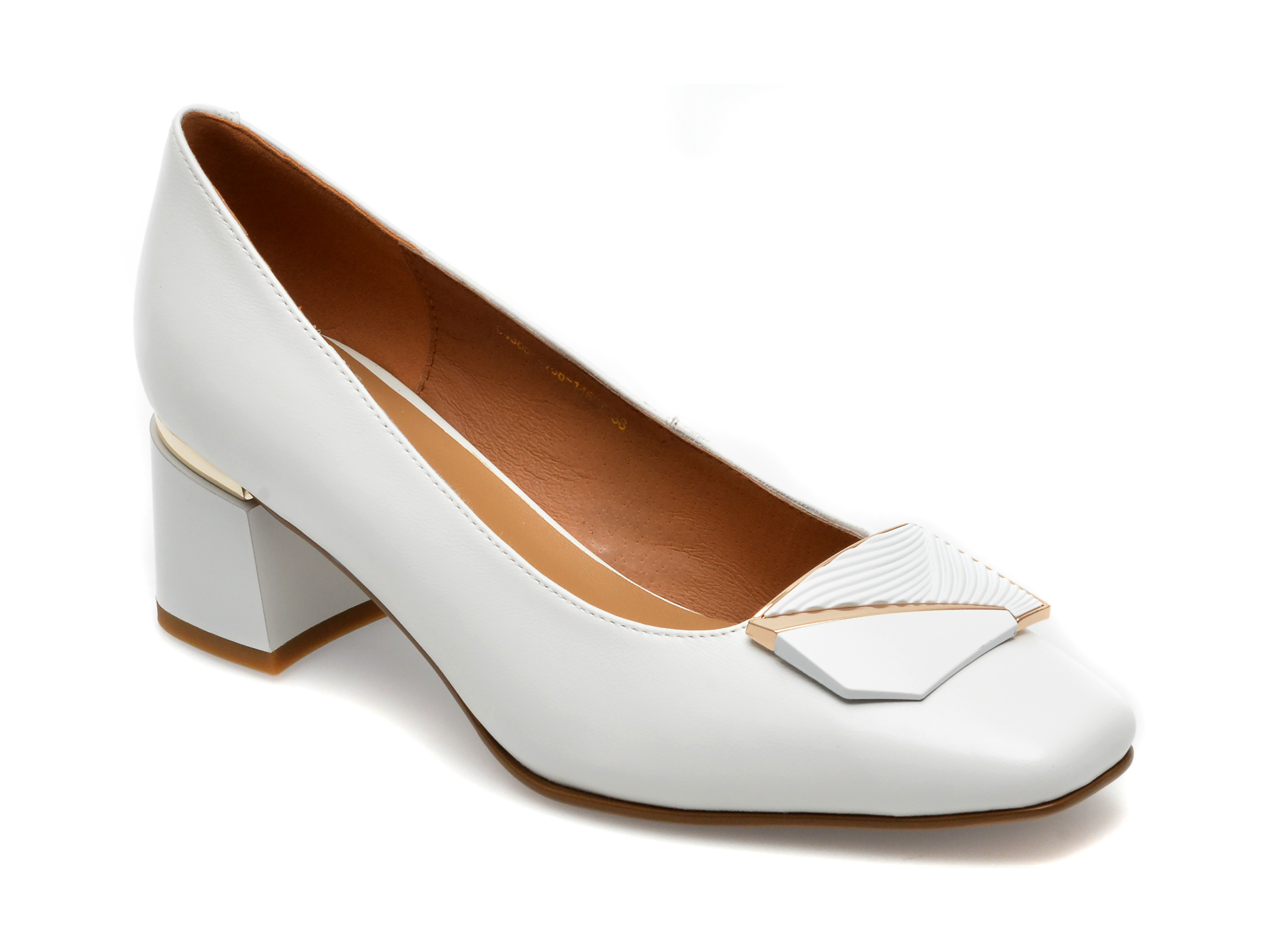 Pantofi EPICA albi, C4365, din piele naturala
