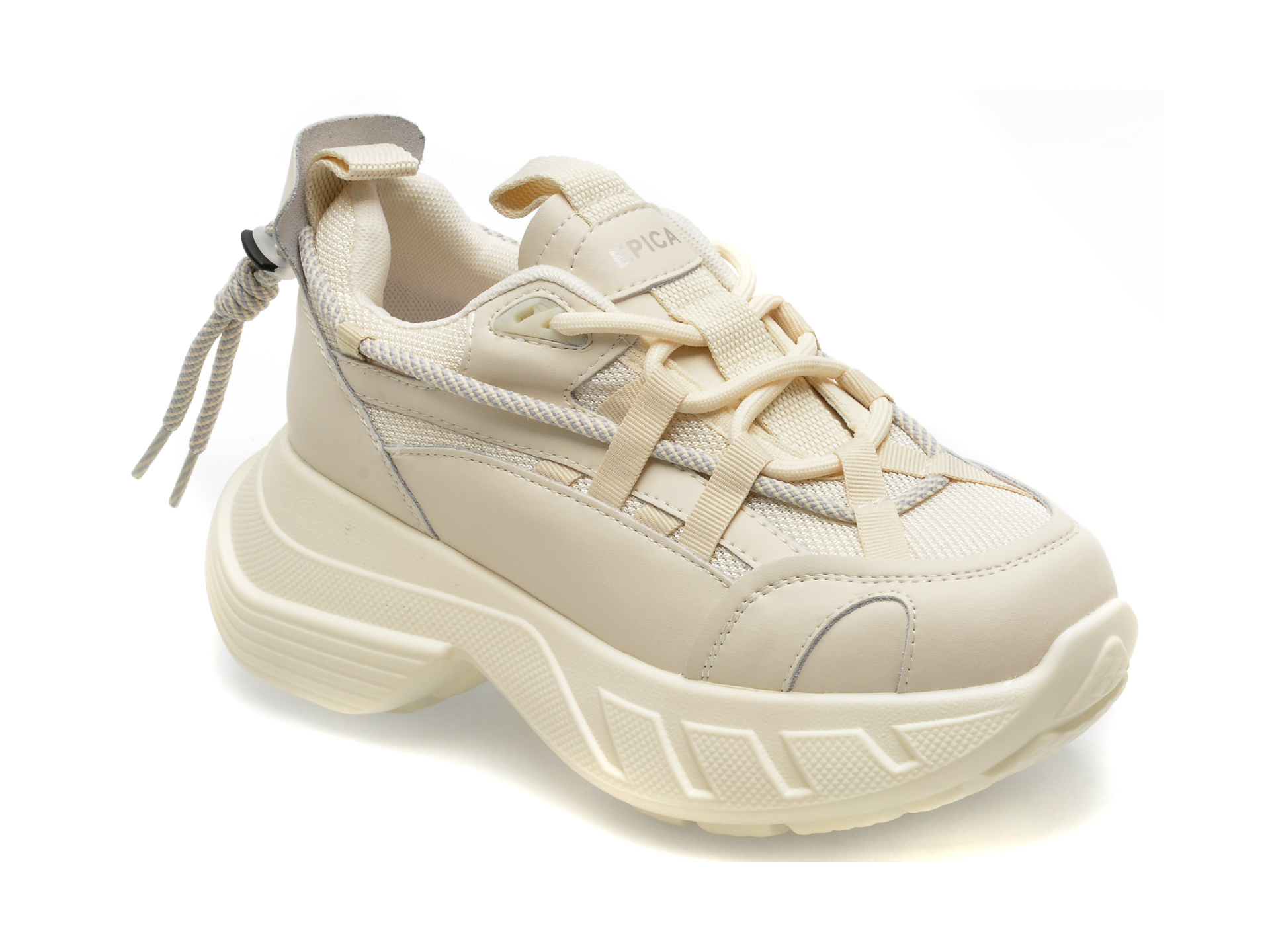 Pantofi EPICA bej, 610, din material textil si piele ecologica