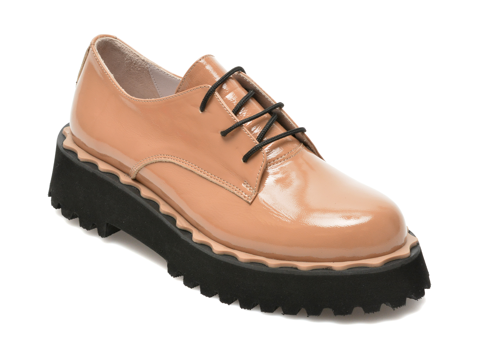 Pantofi EPICA maro, 1909, din piele naturala lacuita Epica imagine super redus 2022