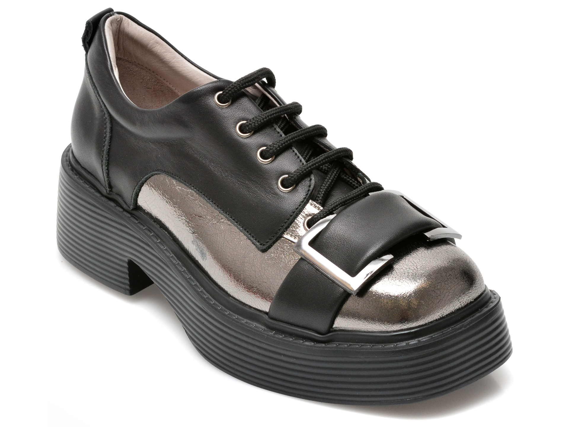 Pantofi EPICA negri, 106004, din piele naturala