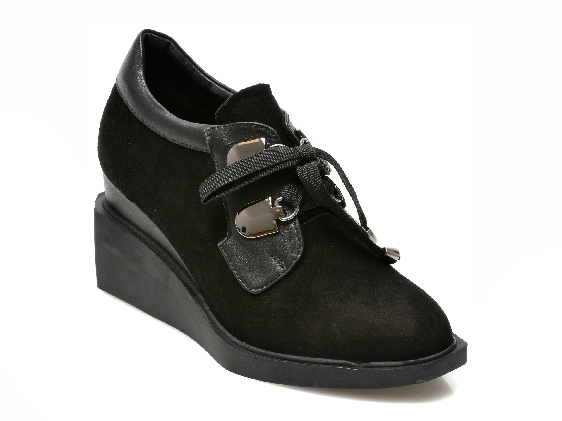 Pantofi EPICA negri, 1068, din piele intoarsa imagine reduceri black friday 2021 /femei/pantofi