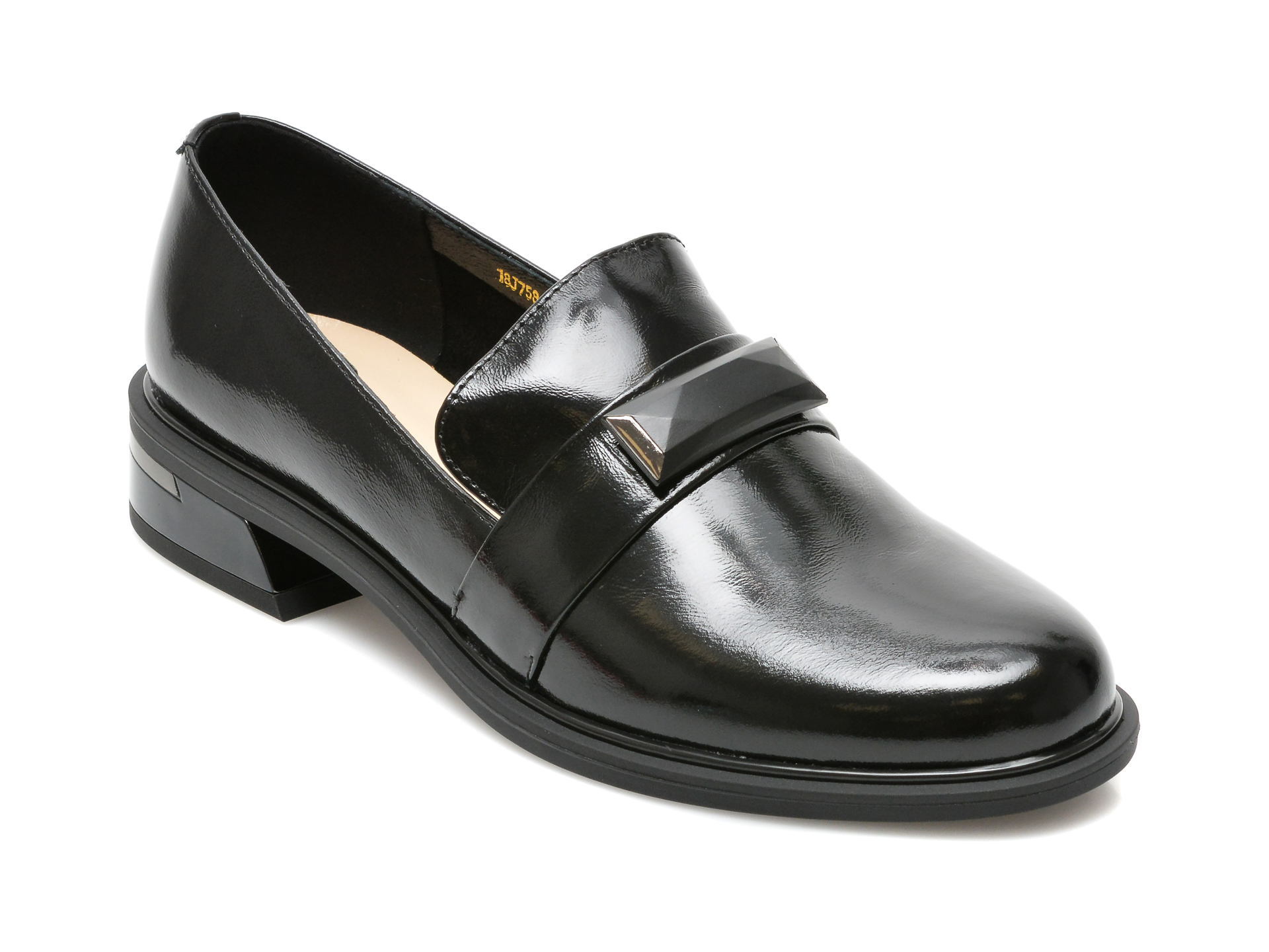Pantofi EPICA negri, 18J758, din piele lacuita Epica