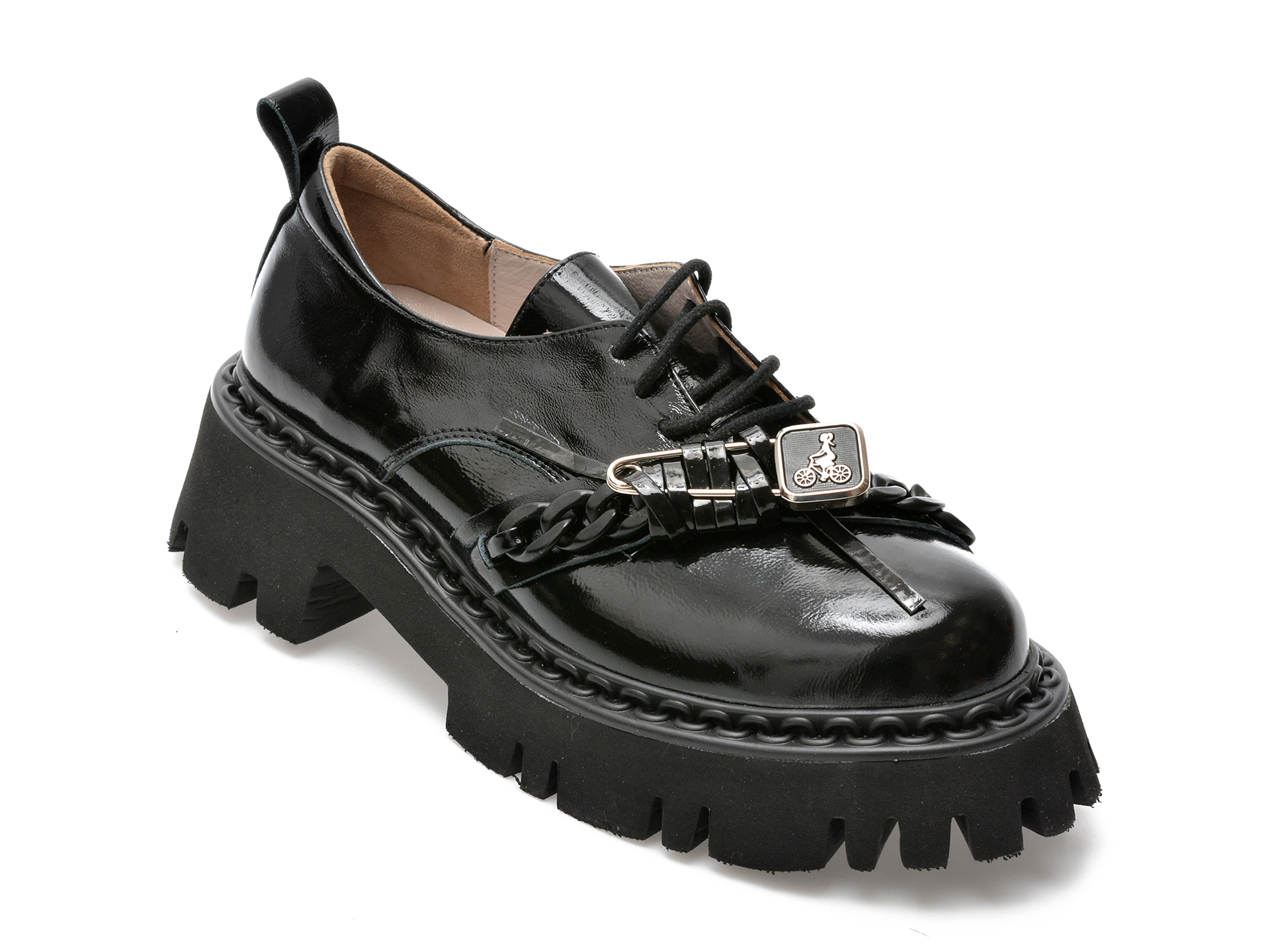 Pantofi EPICA negri, 2088800, din piele naturala lacuita imagine reduceri black friday 2021 /femei/pantofi