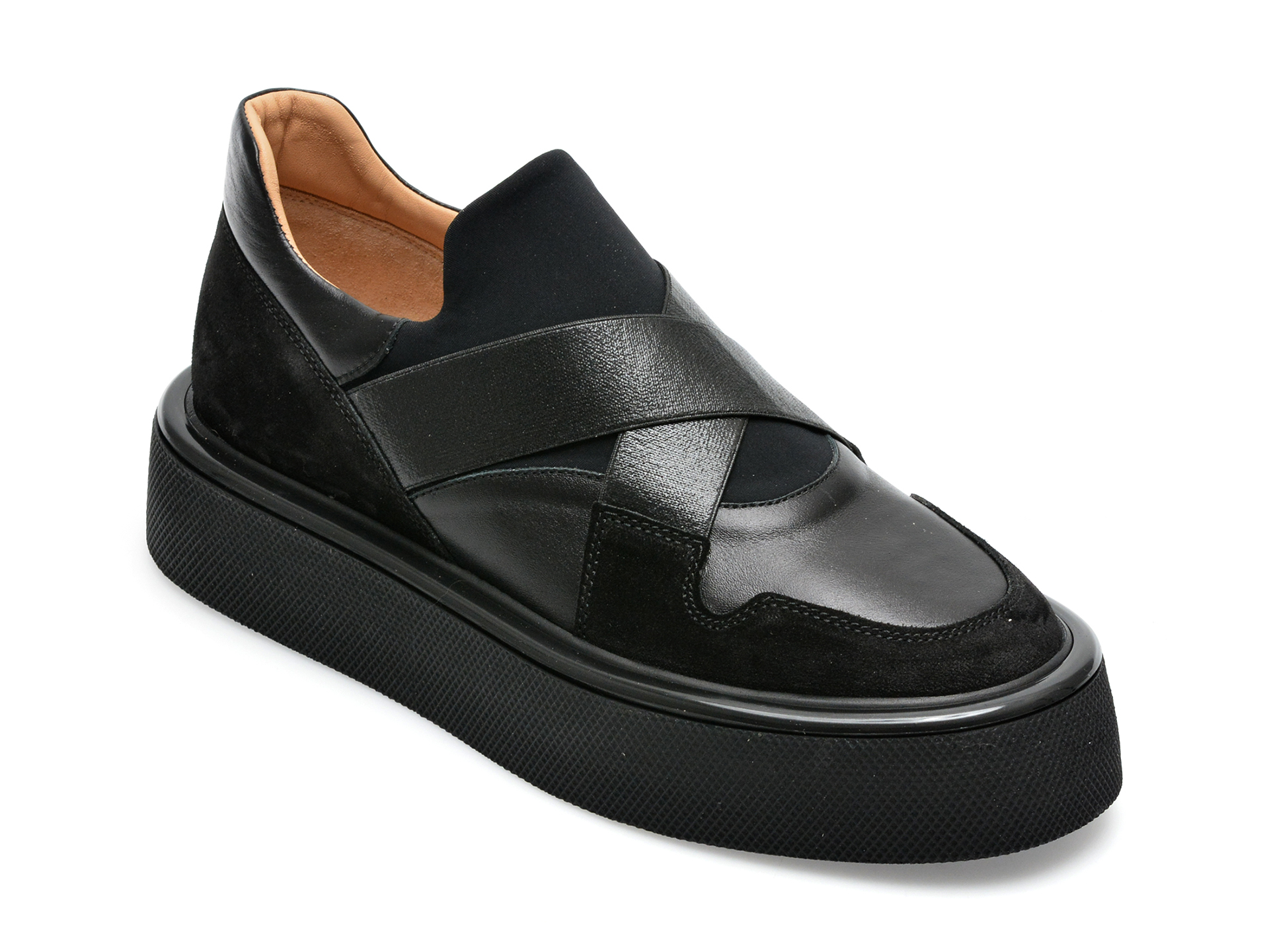 Pantofi EPICA negri, 348986, din piele naturala si material textil Epica