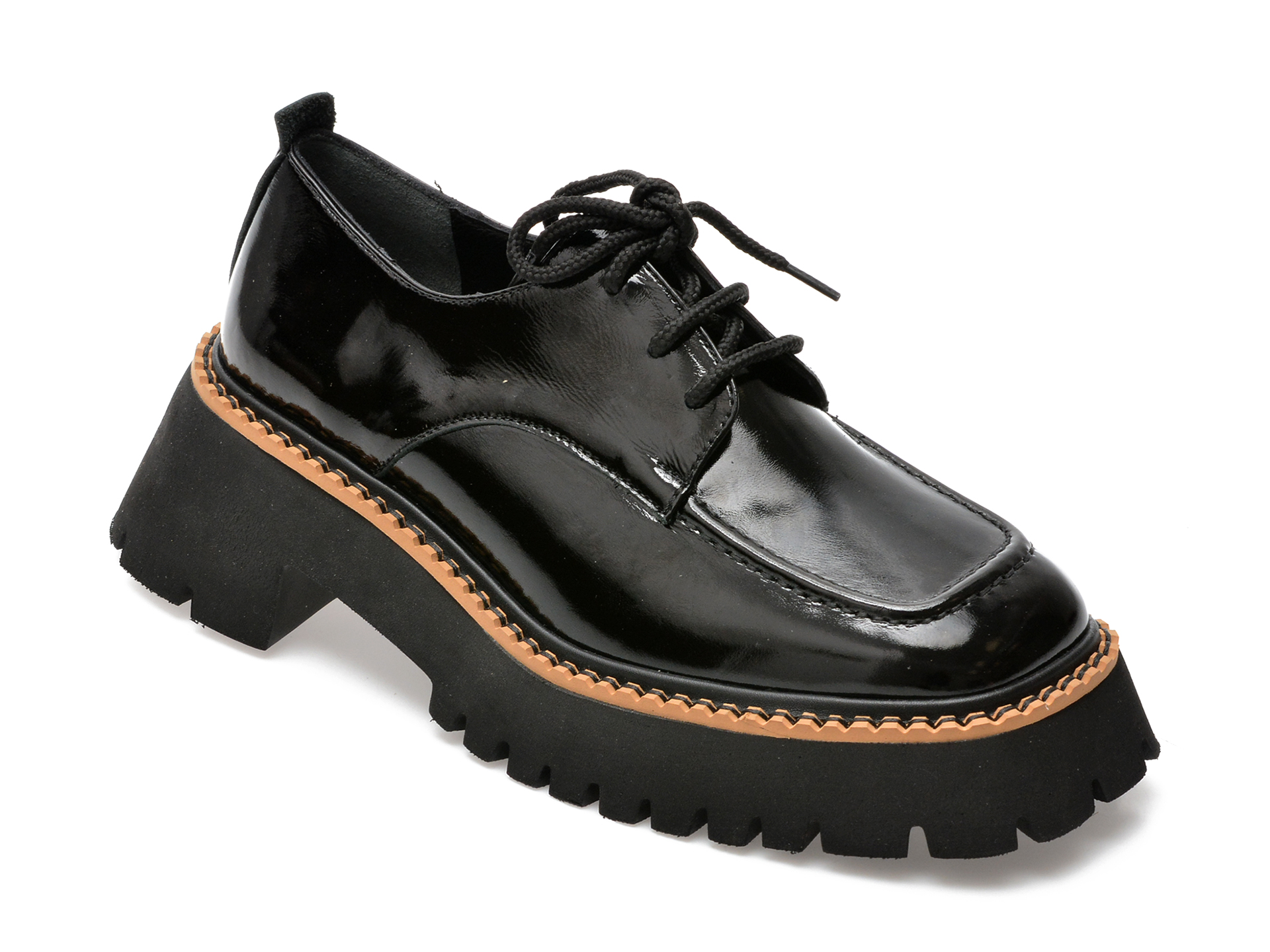 Pantofi EPICA negri, 394447, din piele naturala lacuita