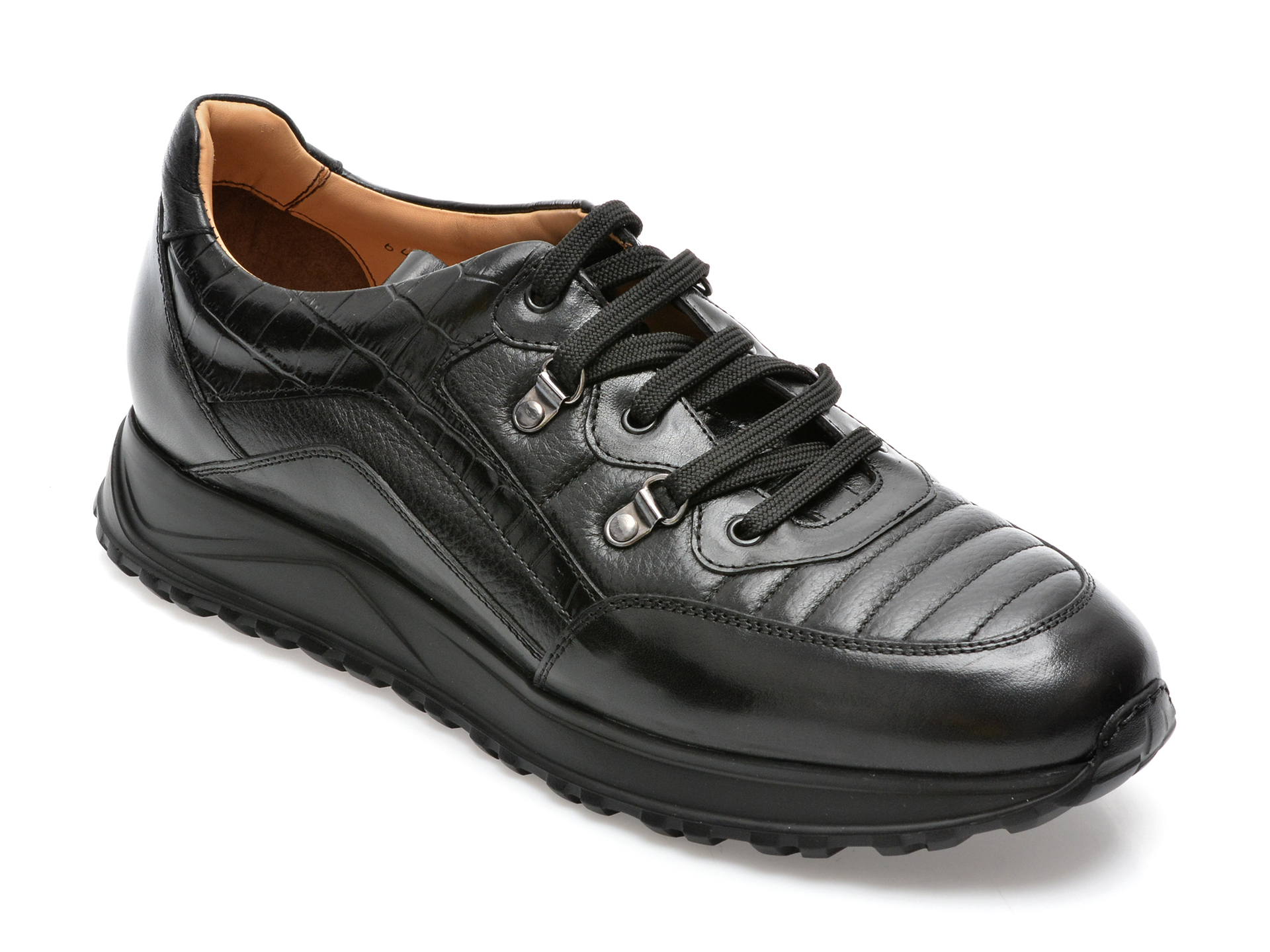 Pantofi EPICA negri, 64328, din piele naturala /barbati/pantofi