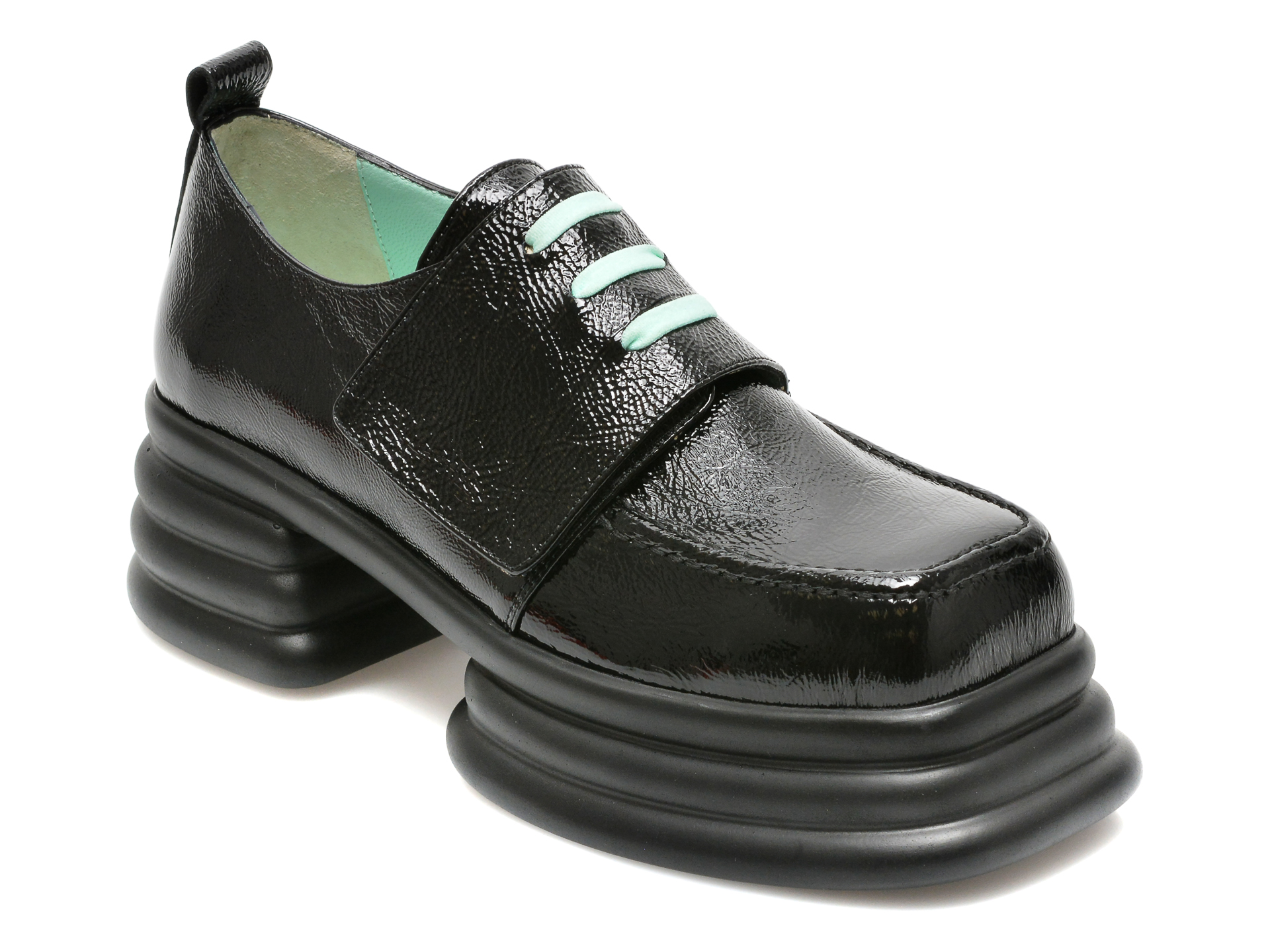 Pantofi EPICA negri, 9027, din piele naturala lacuita Epica