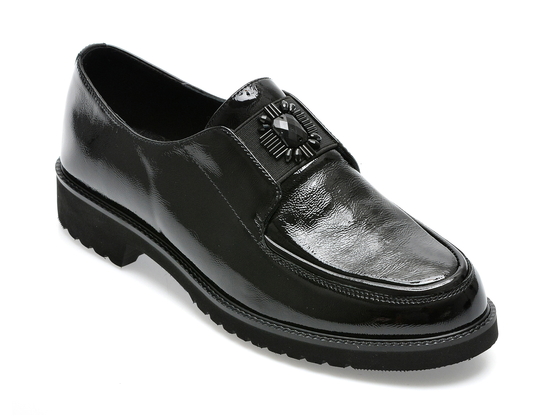 Pantofi EPICA negri, G423S64, din piele naturala lacuita