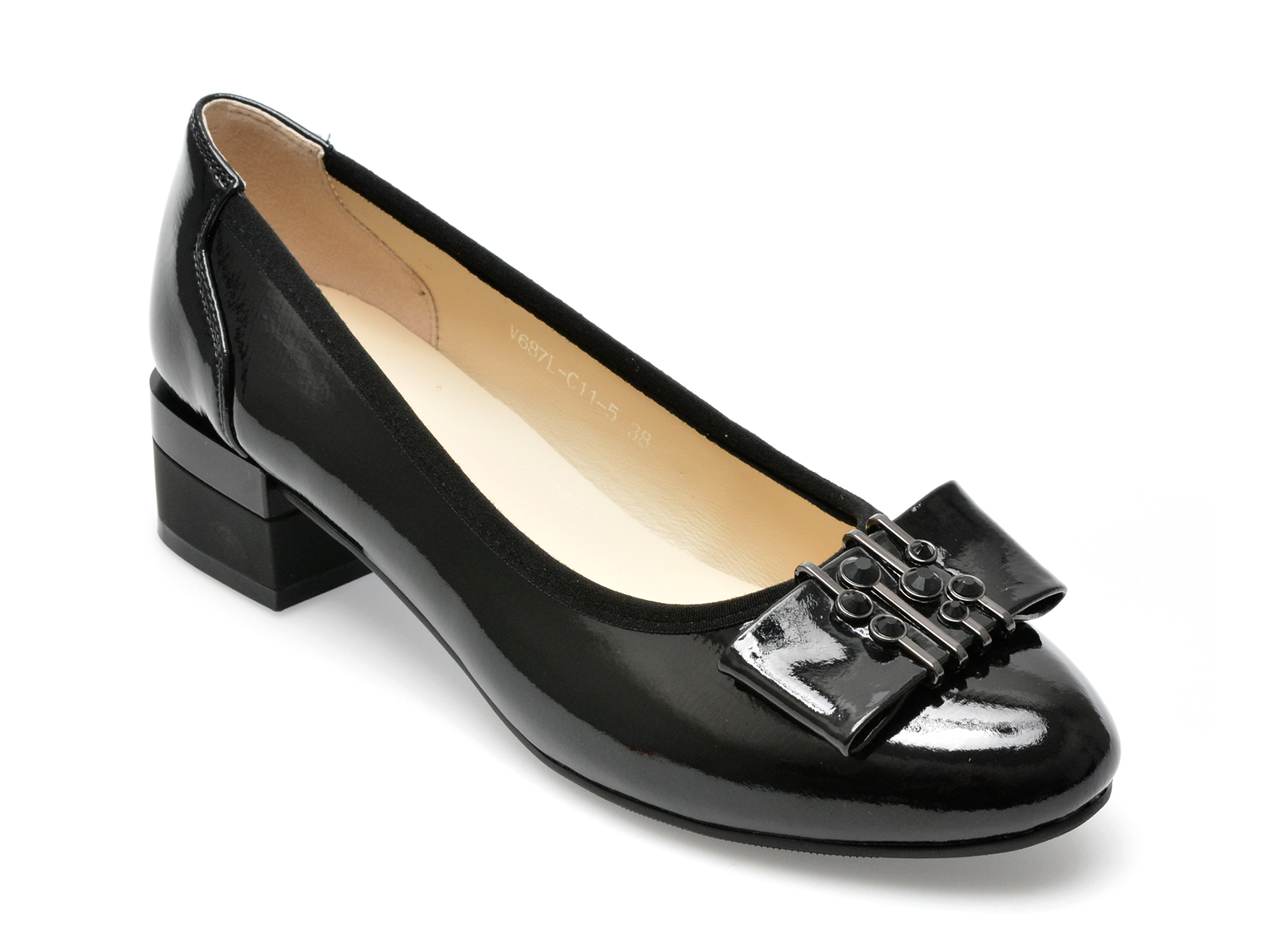 Pantofi EPICA negri, V687LG1, din piele naturala lacuita /femei/pantofi imagine noua