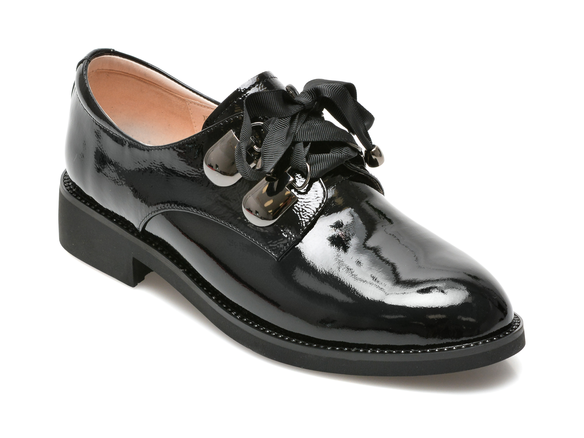 Pantofi EPICA negri, W218, din piele naturala lacuita Epica