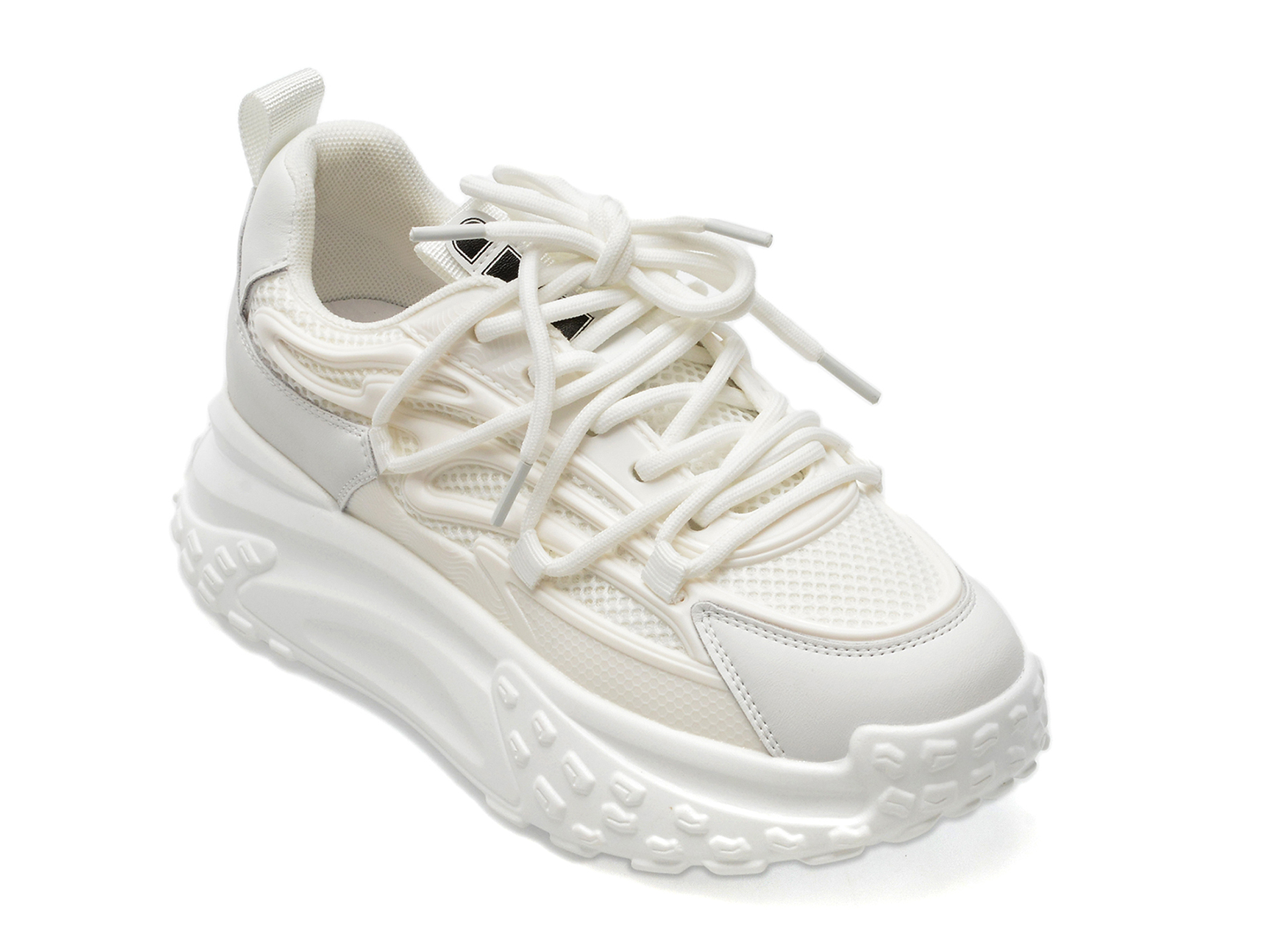 Pantofi FLAVIA PASSINI albi, 8013, din material textil si piele naturala