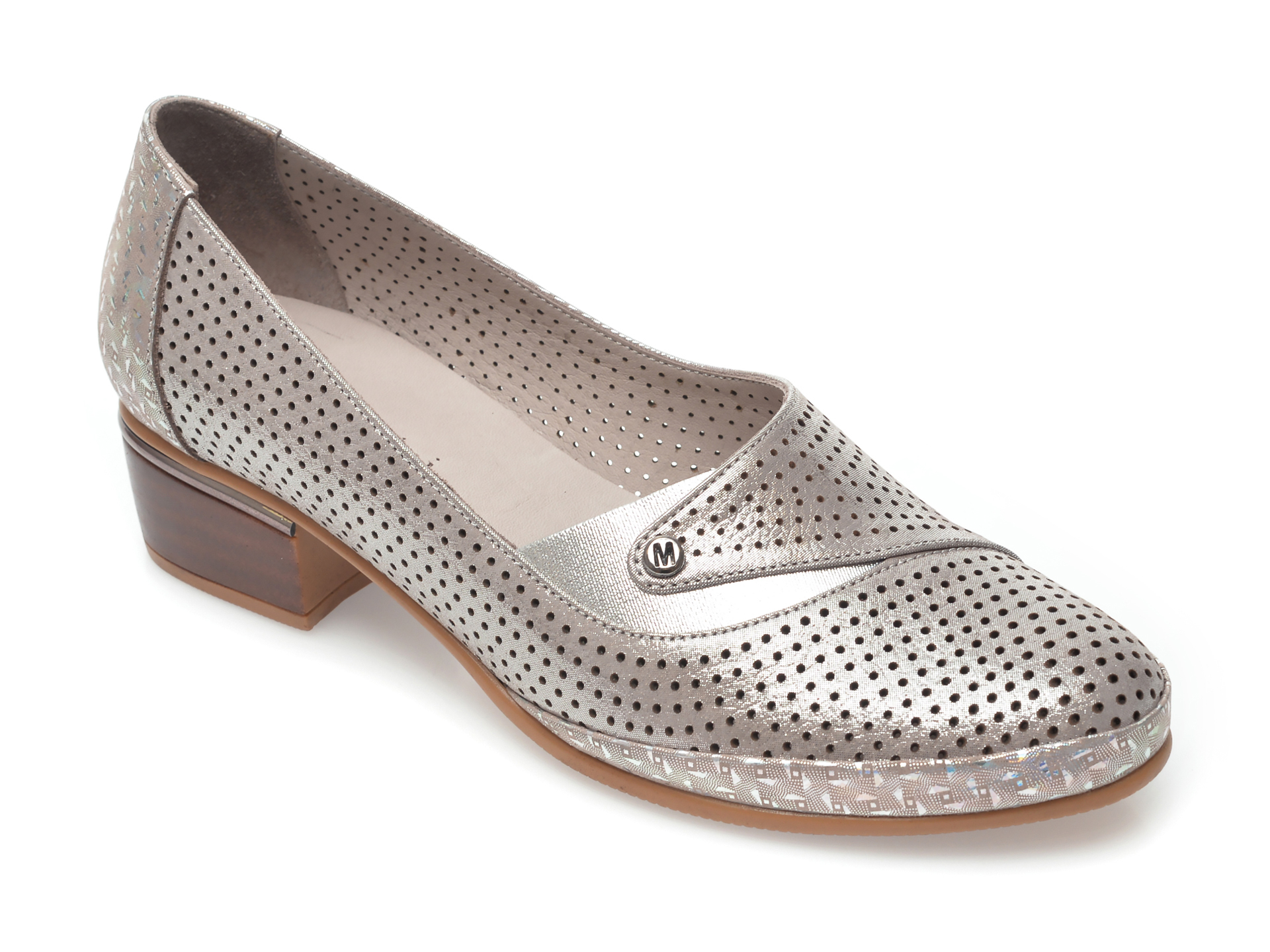 Pantofi FLAVIA PASSINI argintii, 4019, din piele naturala