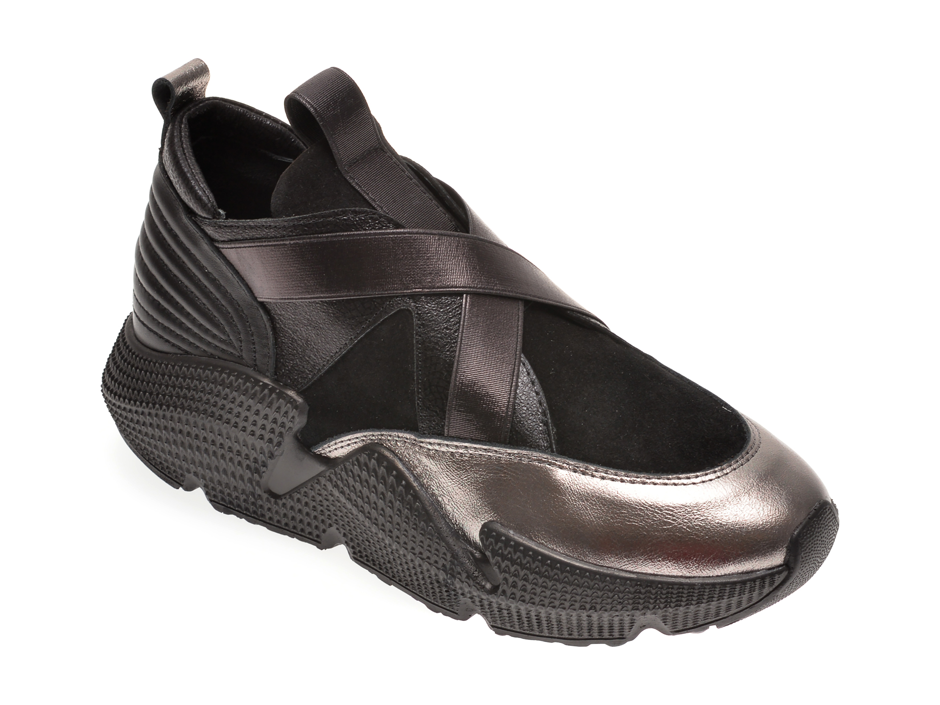 Pantofi FLAVIA PASSINI negri, 135P27, din material textil si piele naturala