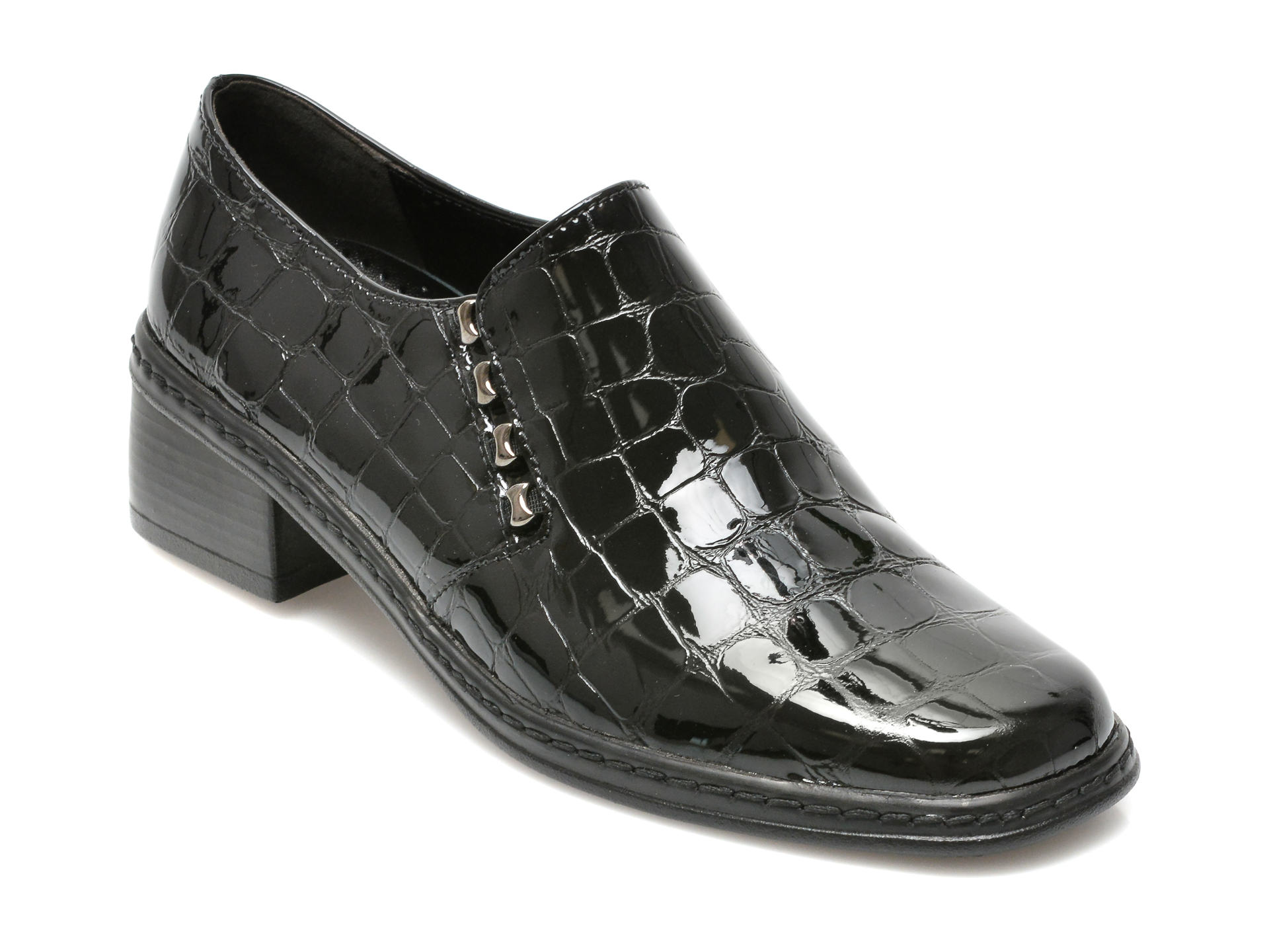 Pantofi GABOR negri, 4443, din piele croco Gabor imagine noua