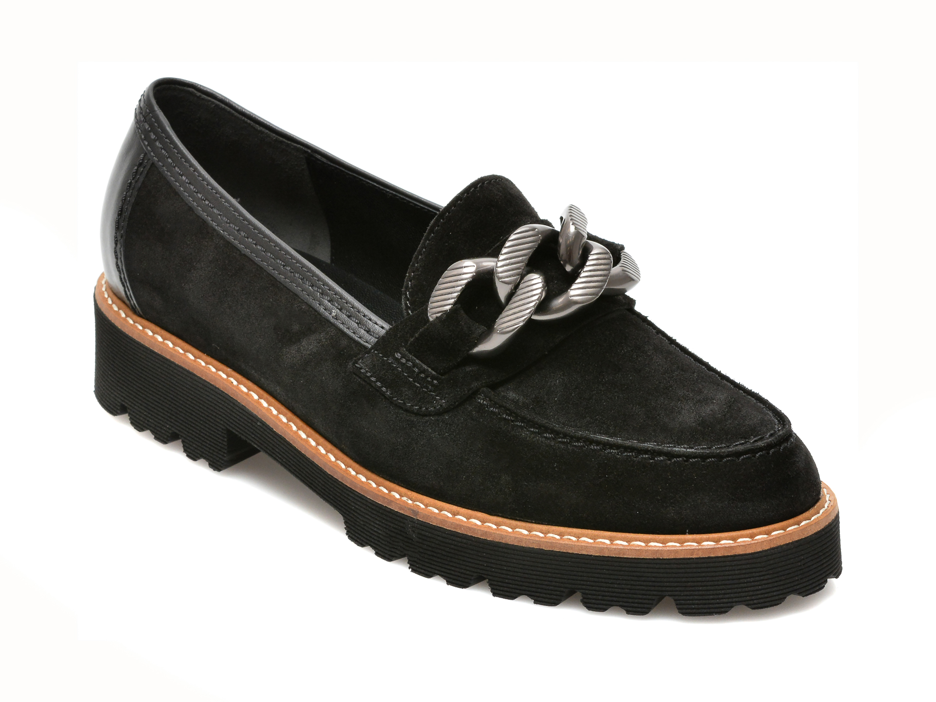 Pantofi GABOR negri, 75200, din piele intoarsa Gabor