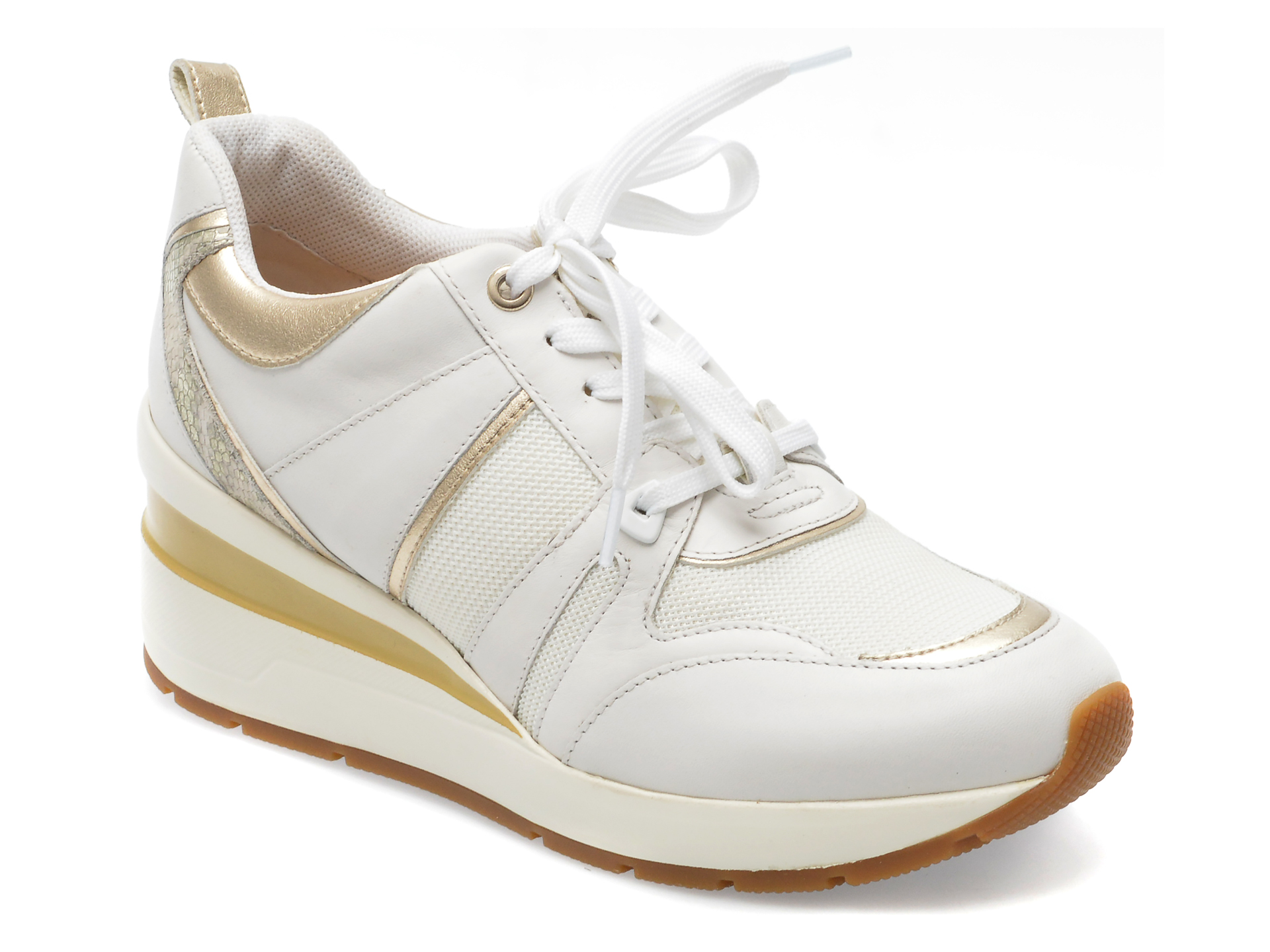 Pantofi GEOX albi, D268LB, din piele naturala