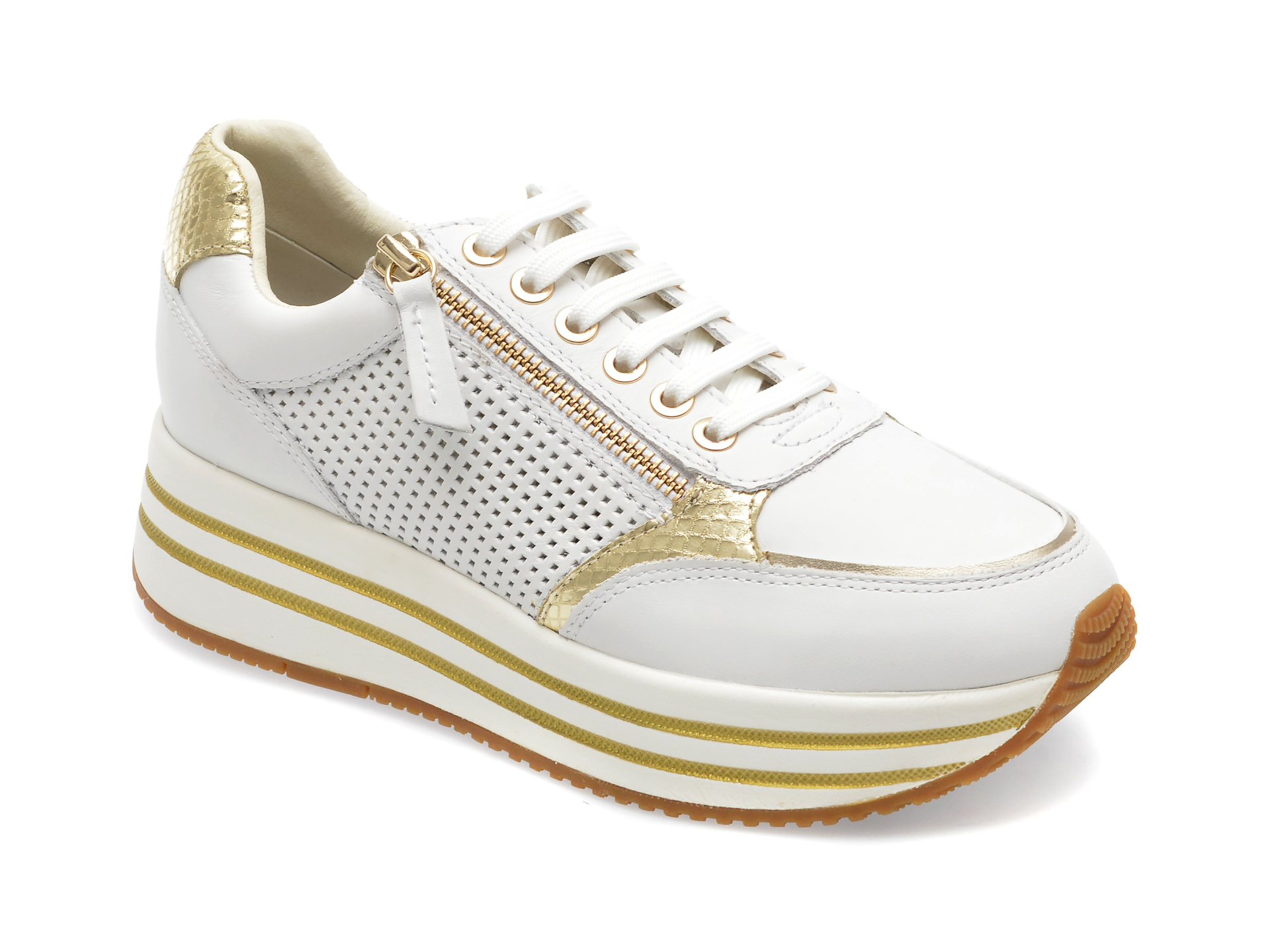 Pantofi GEOX albi, D35QHE, din piele naturala