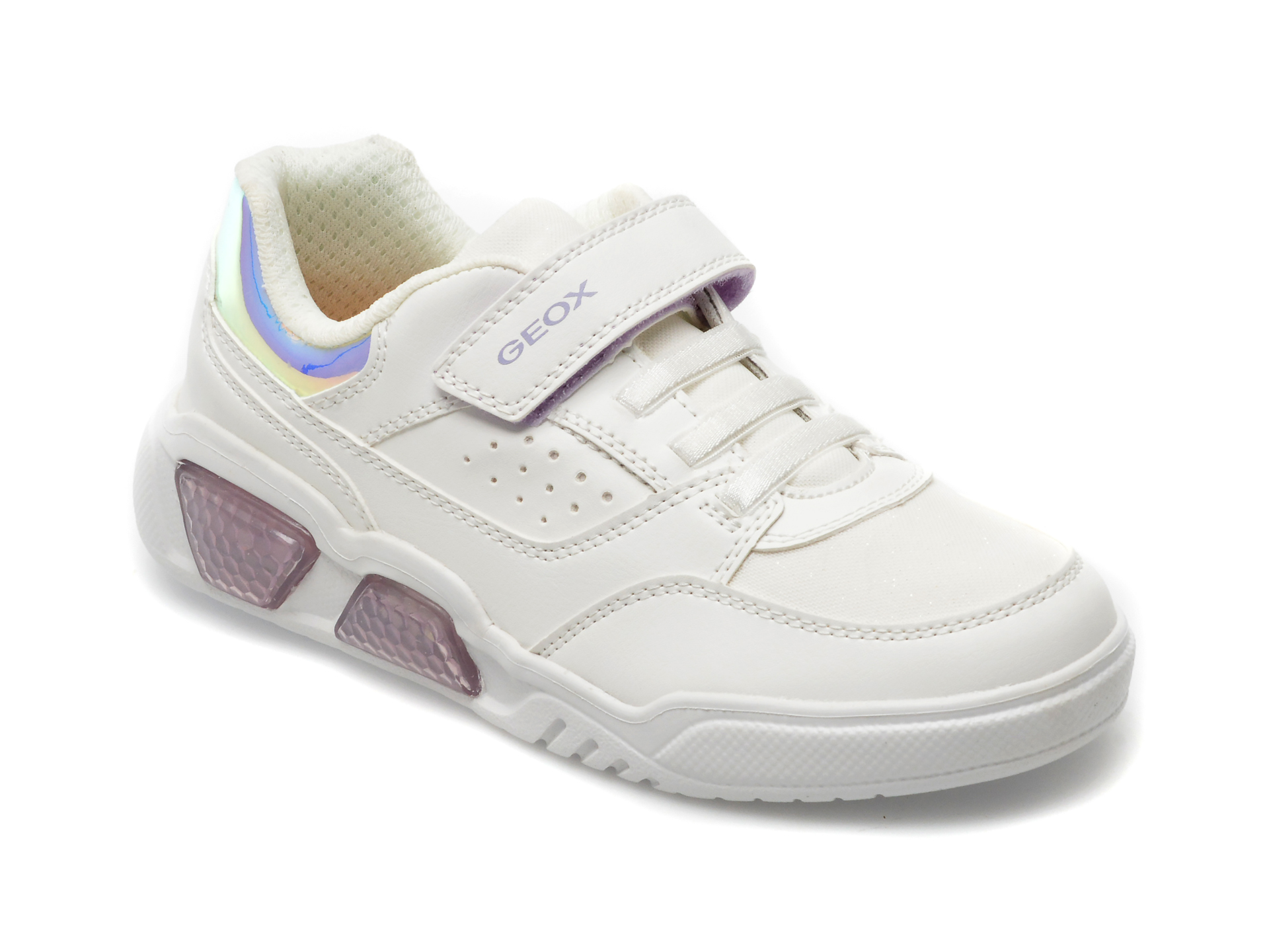Pantofi GEOX albi, J35HPA, din piele ecologica /copii/incaltaminte