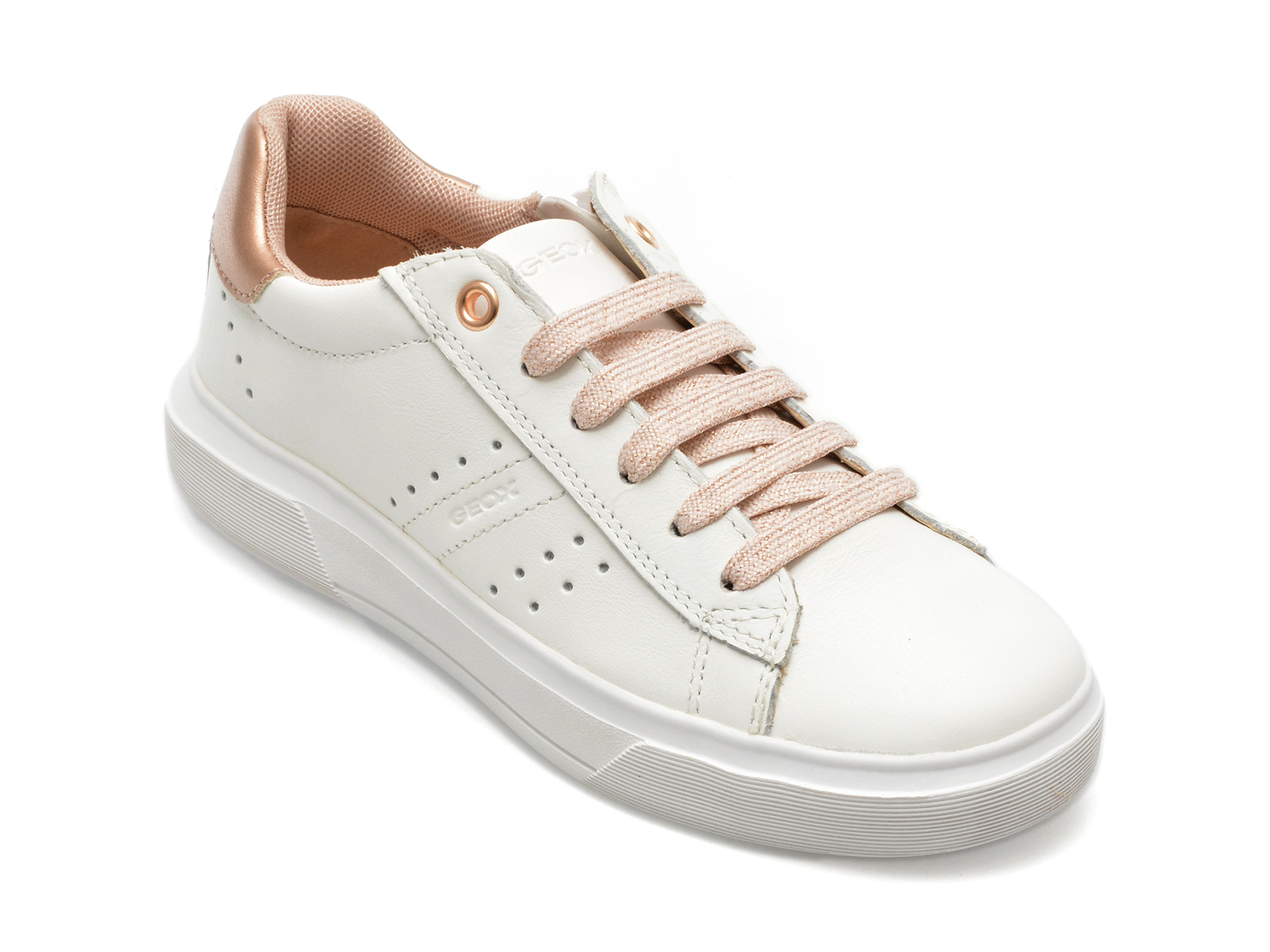 Pantofi GEOX albi, J45GCB, din piele naturala