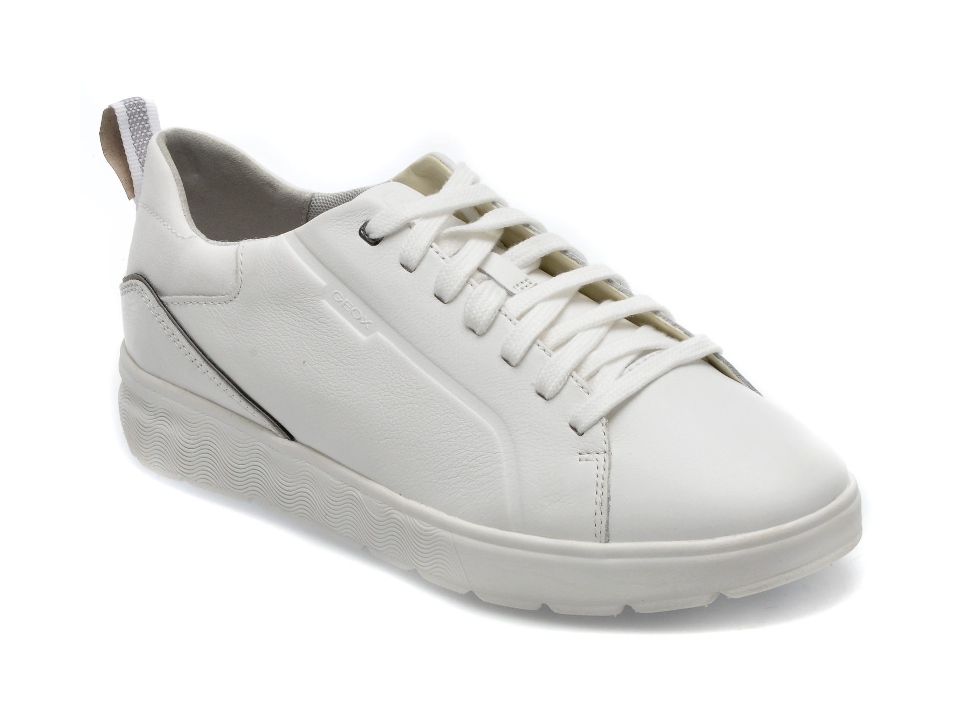 Pantofi GEOX albi, U25E7B, din piele naturala /barbati/pantofi imagine super redus 2022
