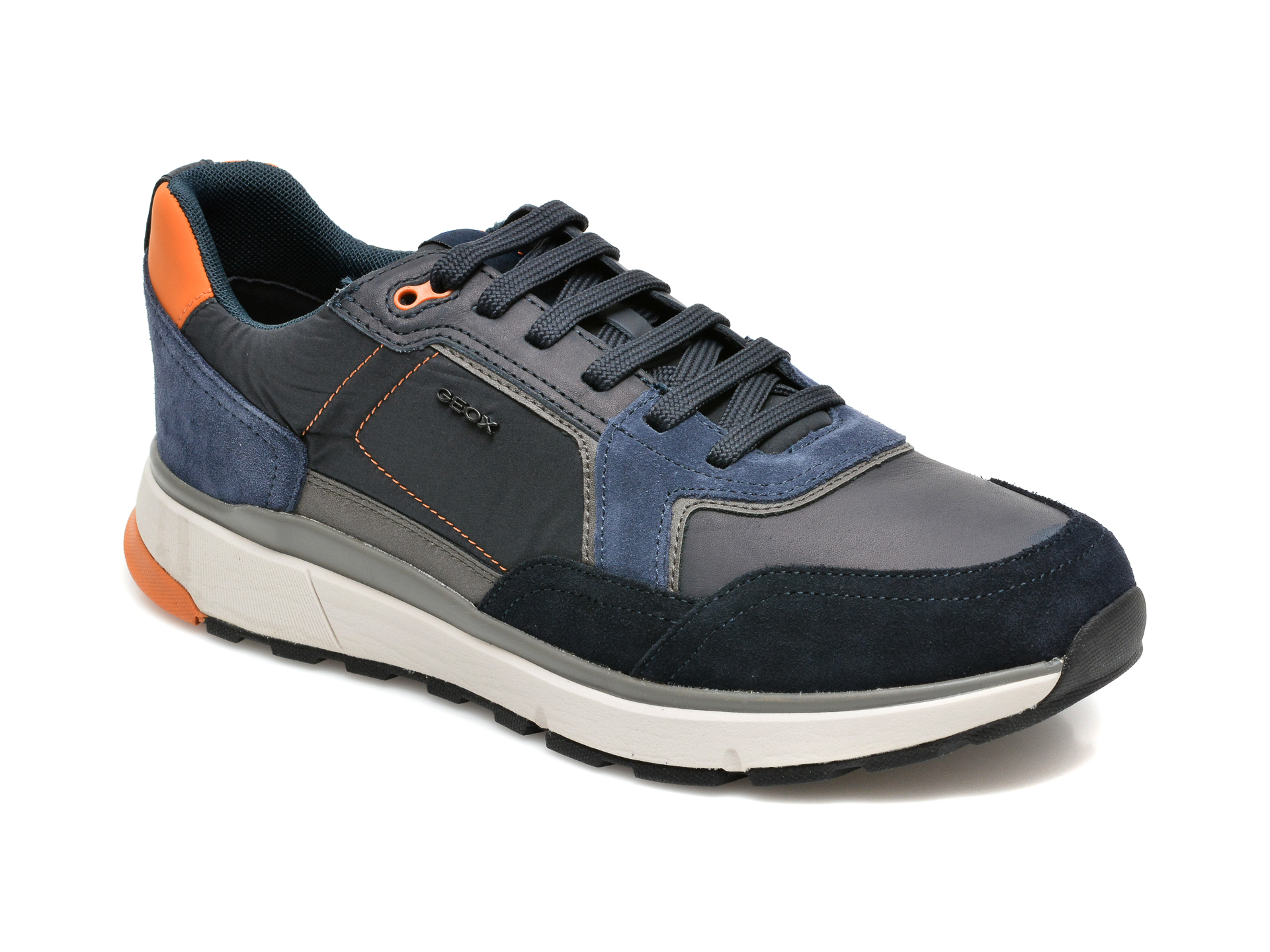 Pantofi GEOX bleumarin, U16DQA, din material textil si piele naturala Geox