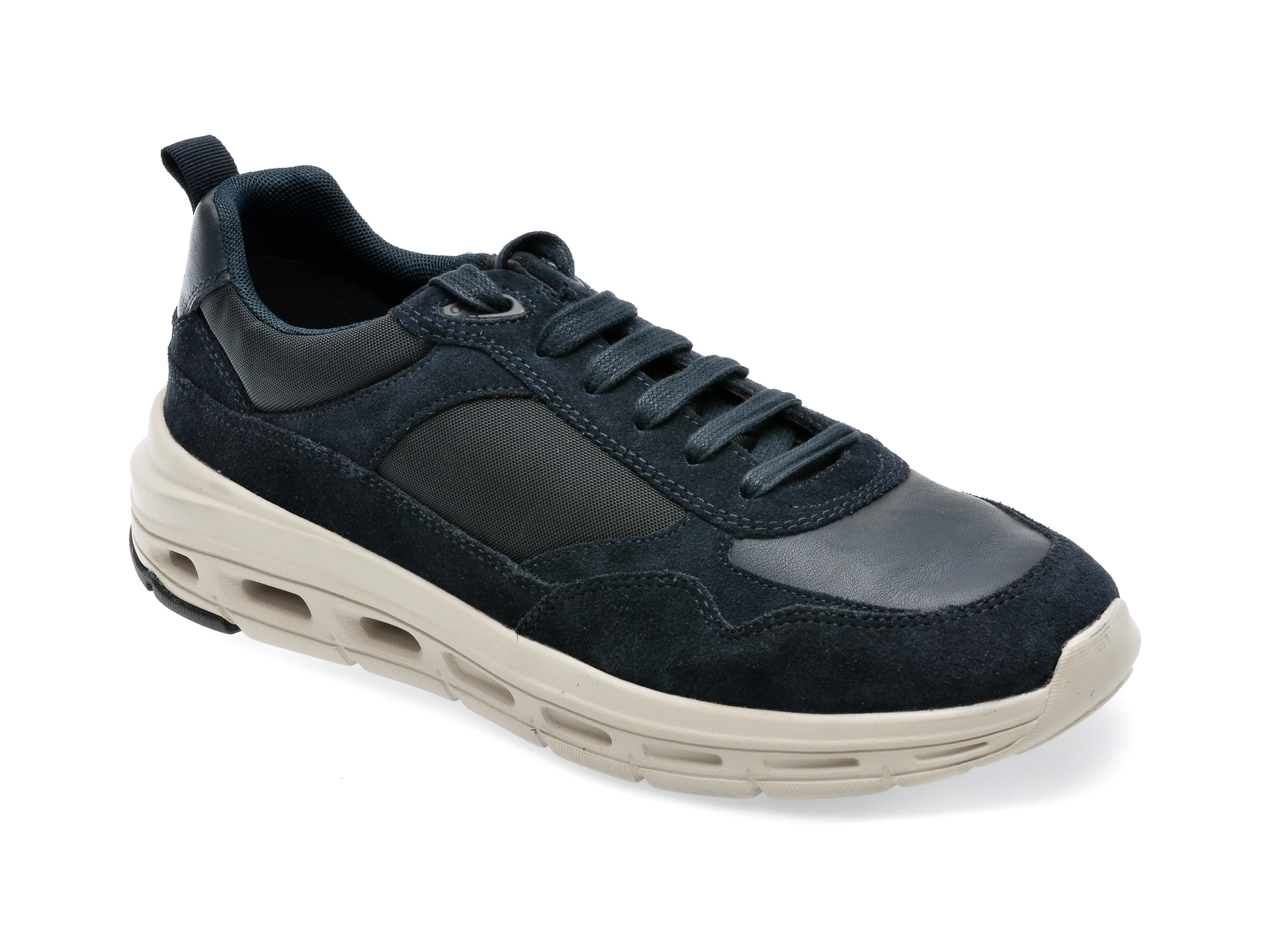Pantofi GEOX bleumarin, U36FQA, din material textil si piele naturala /barbati/pantofi