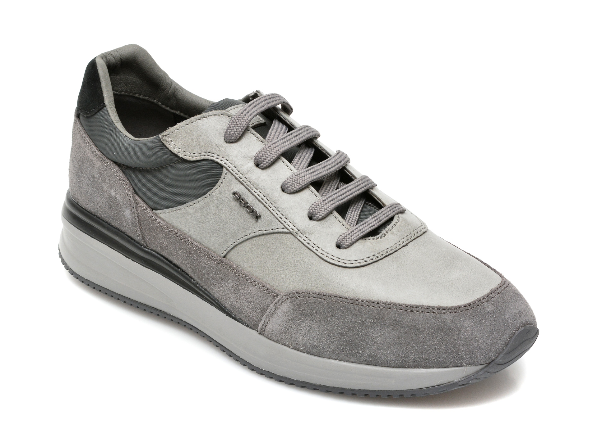 Pantofi GEOX gri, U150GA, din material textil si piele naturala Geox imagine noua