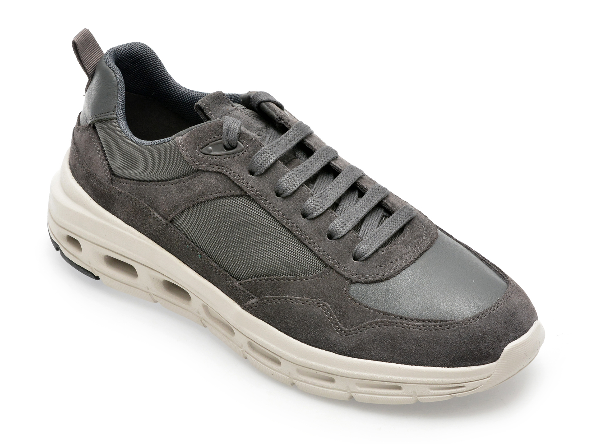 Pantofi GEOX gri, U36FQA, din piele naturala si material textil