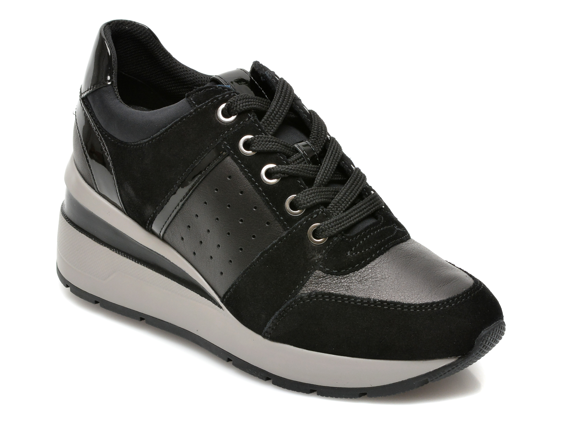 Pantofi GEOX negri, D168LC, din piele naturala imagine reduceri black friday 2021 Geox