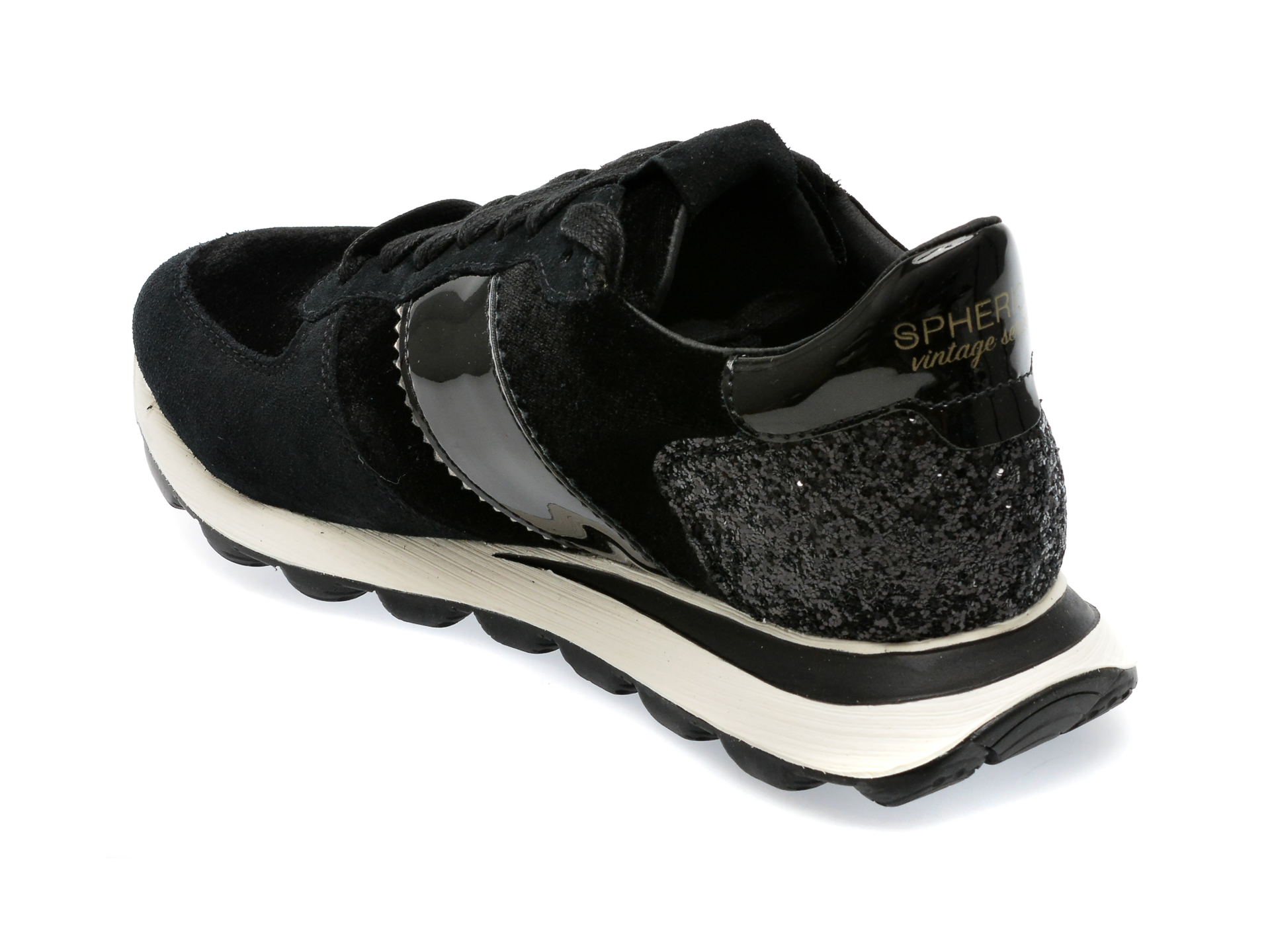 Poze Pantofi GEOX negri, D26F4A, din piele intoarsa si material textil