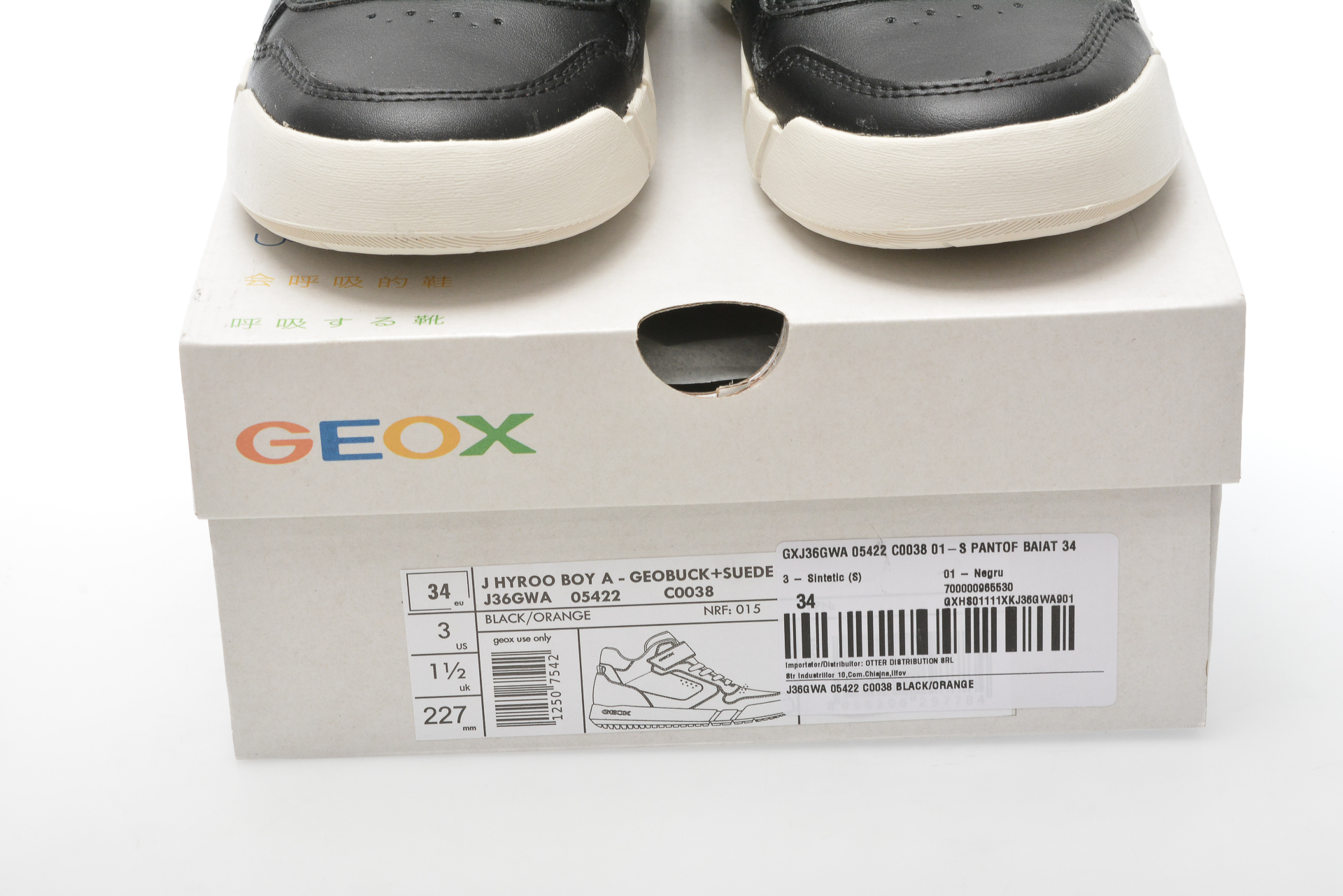 Pantofi GEOX negri, J36GWA, din piele ecologica