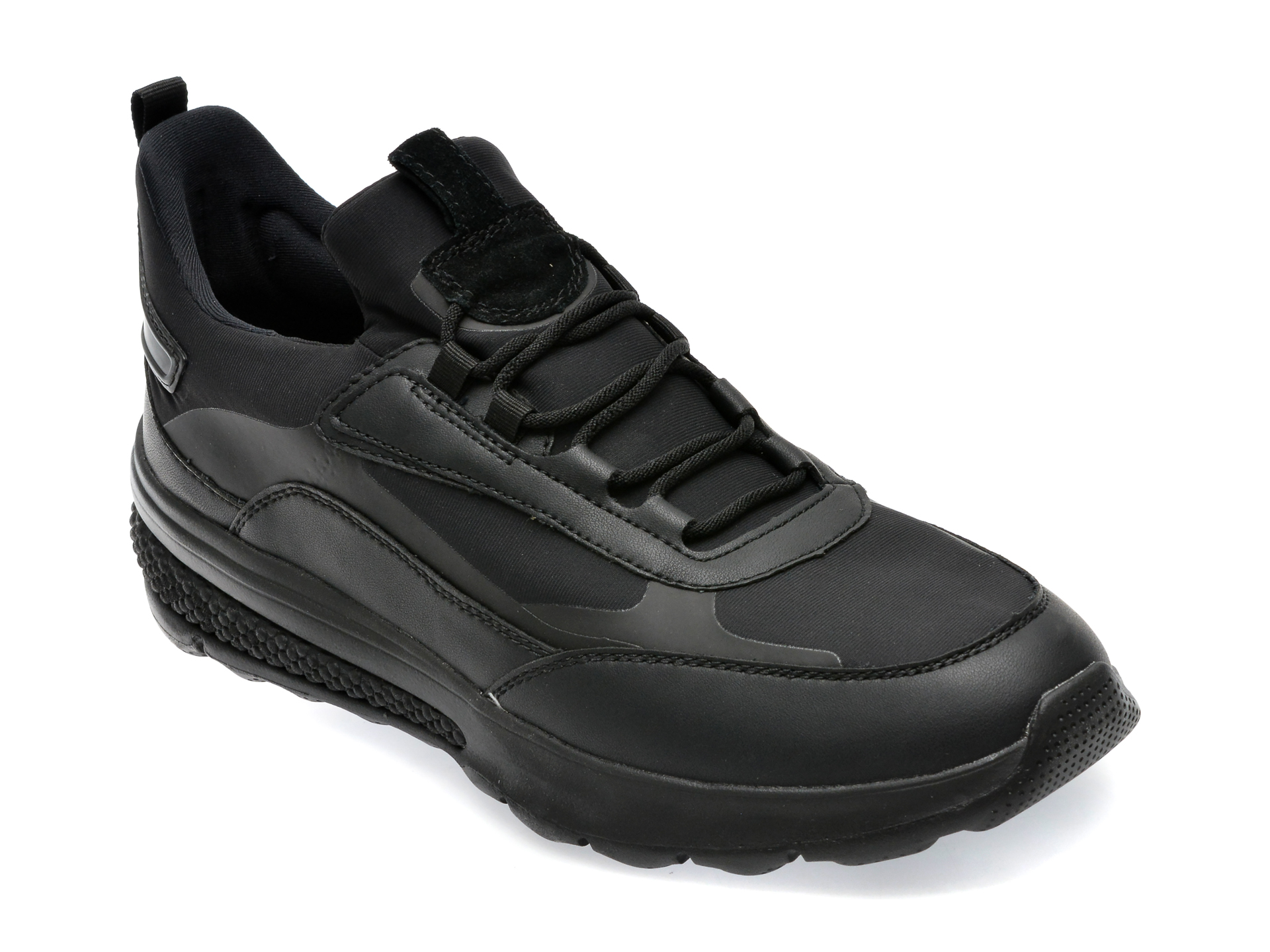 Pantofi GEOX negri, U36BAA, din material textil si piele naturala /barbati/pantofi