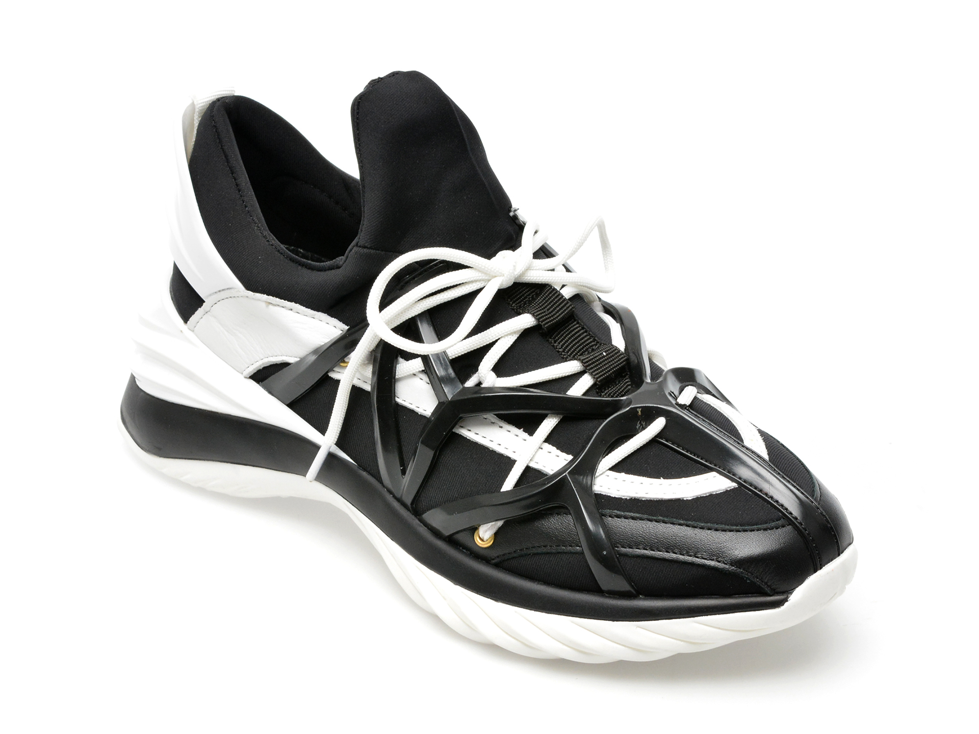 Pantofi GRYXX alb-negru, P241, din material textil /femei/pantofi imagine noua