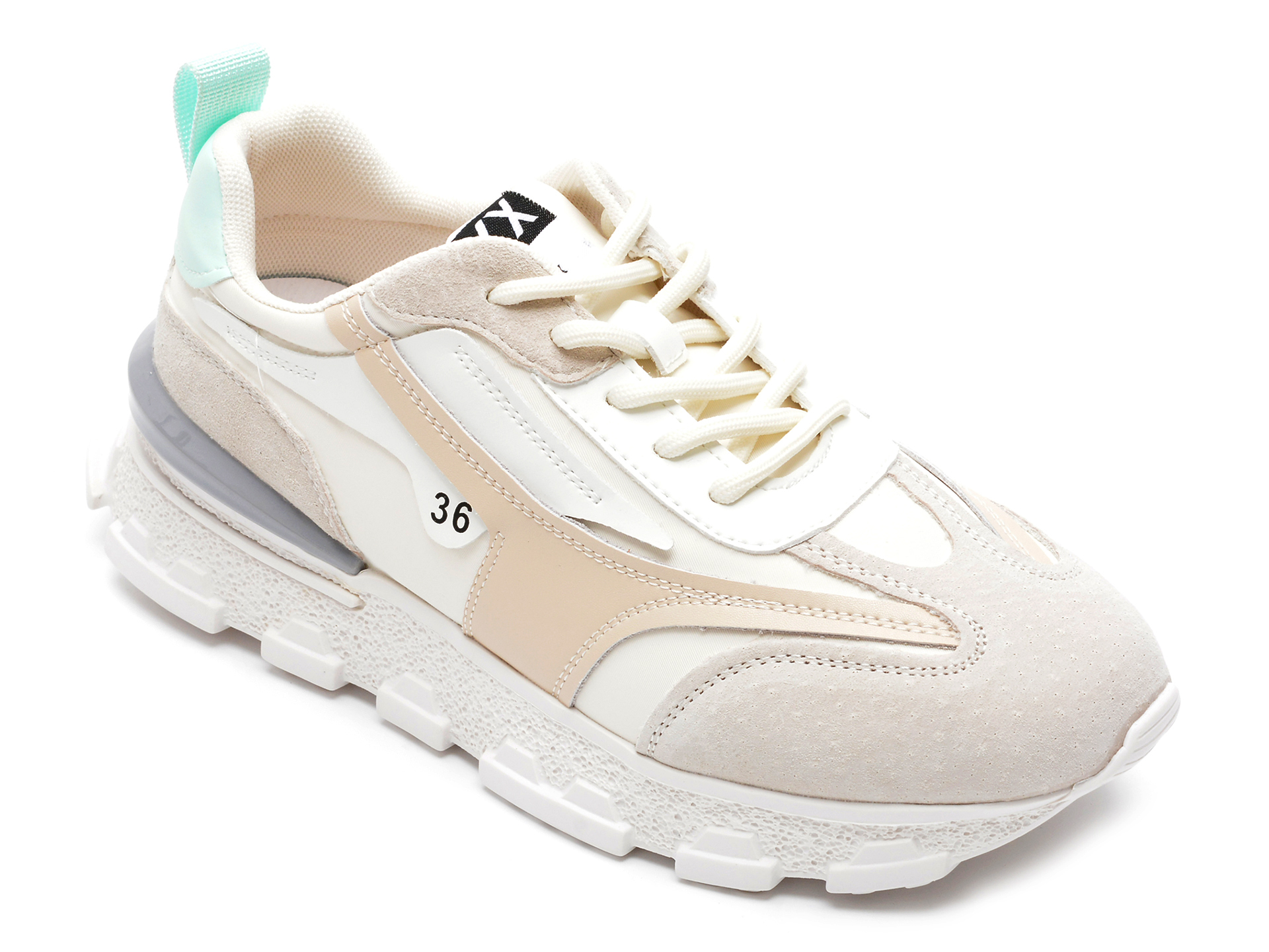 Pantofi GRYXX albi, 2206, din piele naturala si material textil