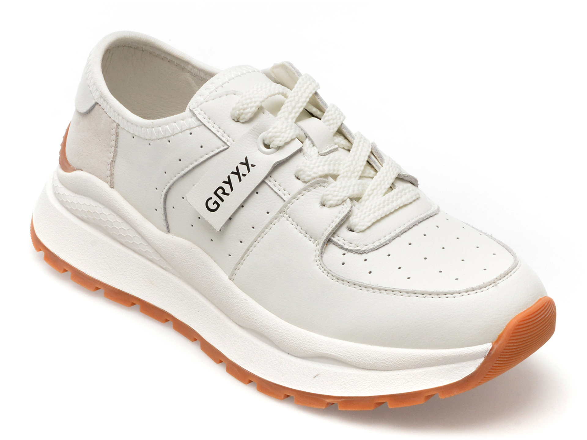 Pantofi GRYXX albi, 23081, din piele naturala