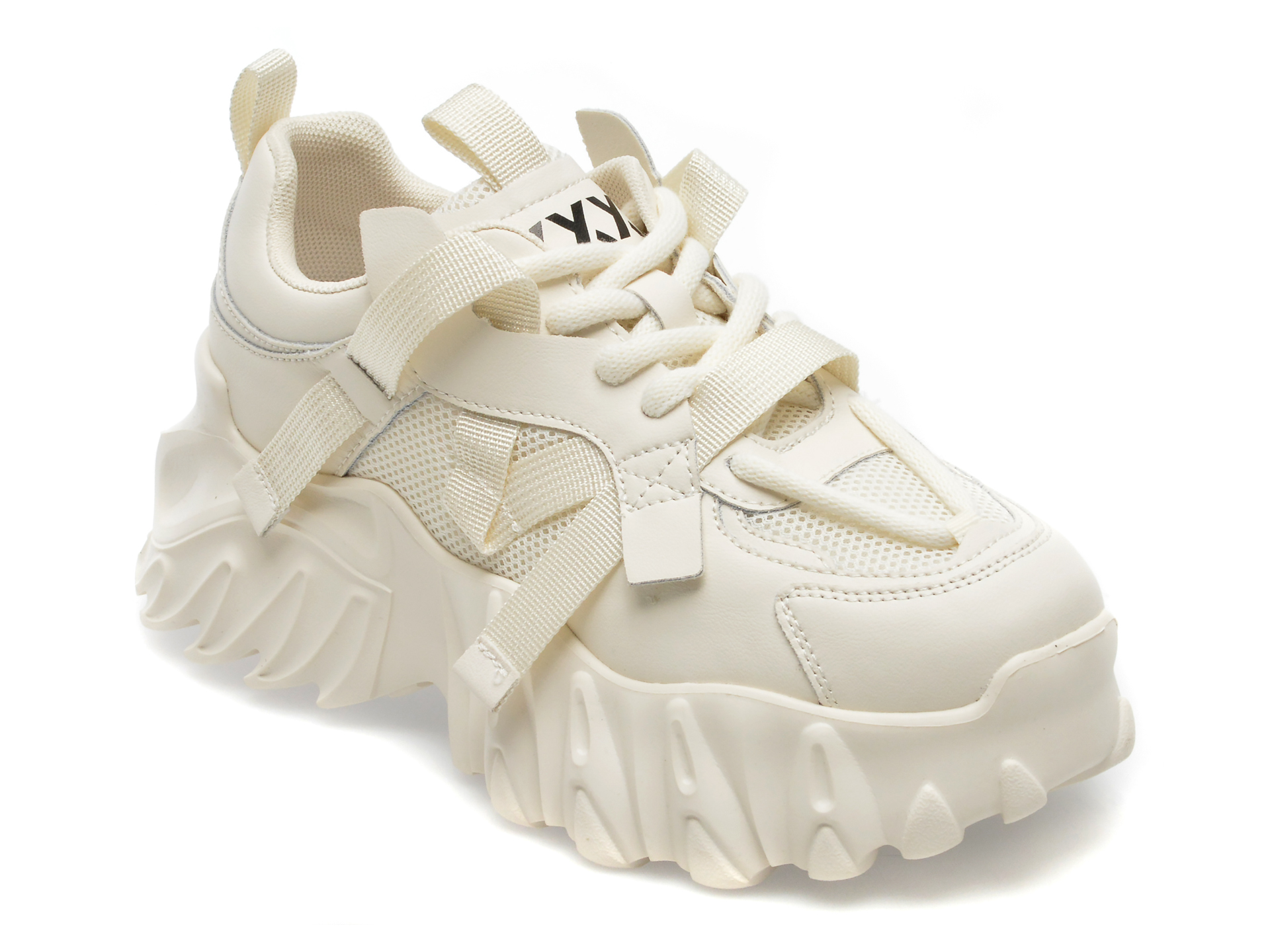 Pantofi GRYXX albi, GD331, din piele naturala si material textil