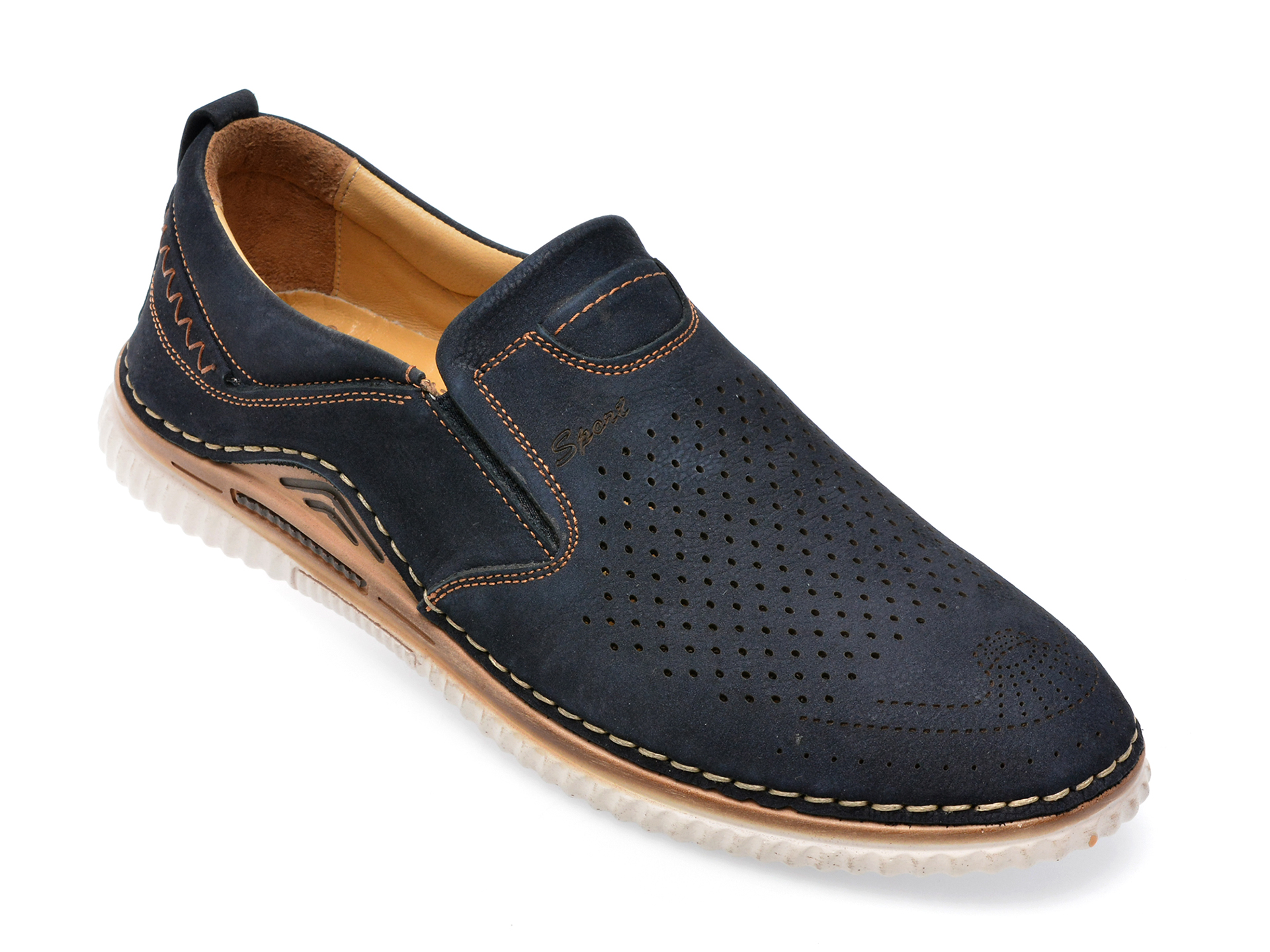 Pantofi GRYXX bleumarin, M6923, din nabuc /barbati/pantofi
