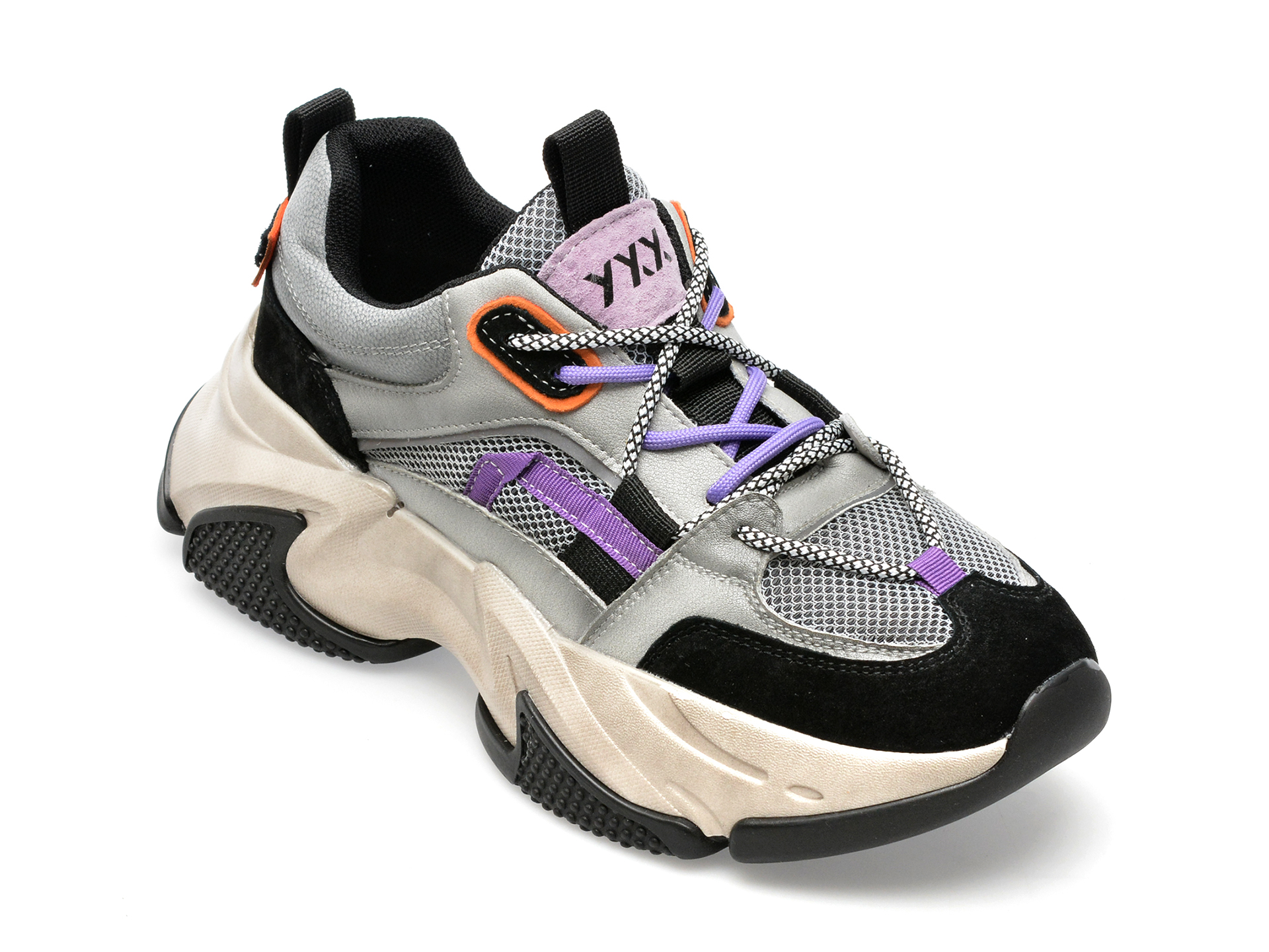 Pantofi GRYXX gri, 8895, din material textil si piele intoarsa /femei/pantofi