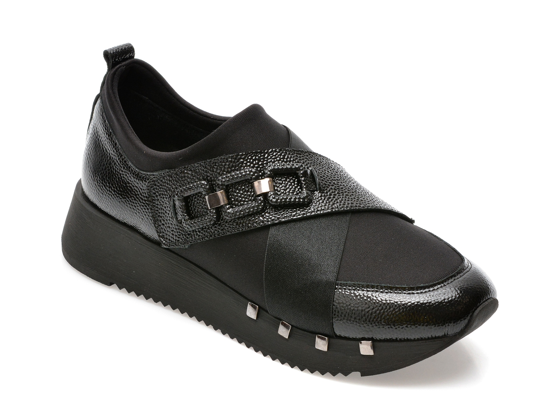 Pantofi GRYXX negri, 42204, din material textil si piele naturala