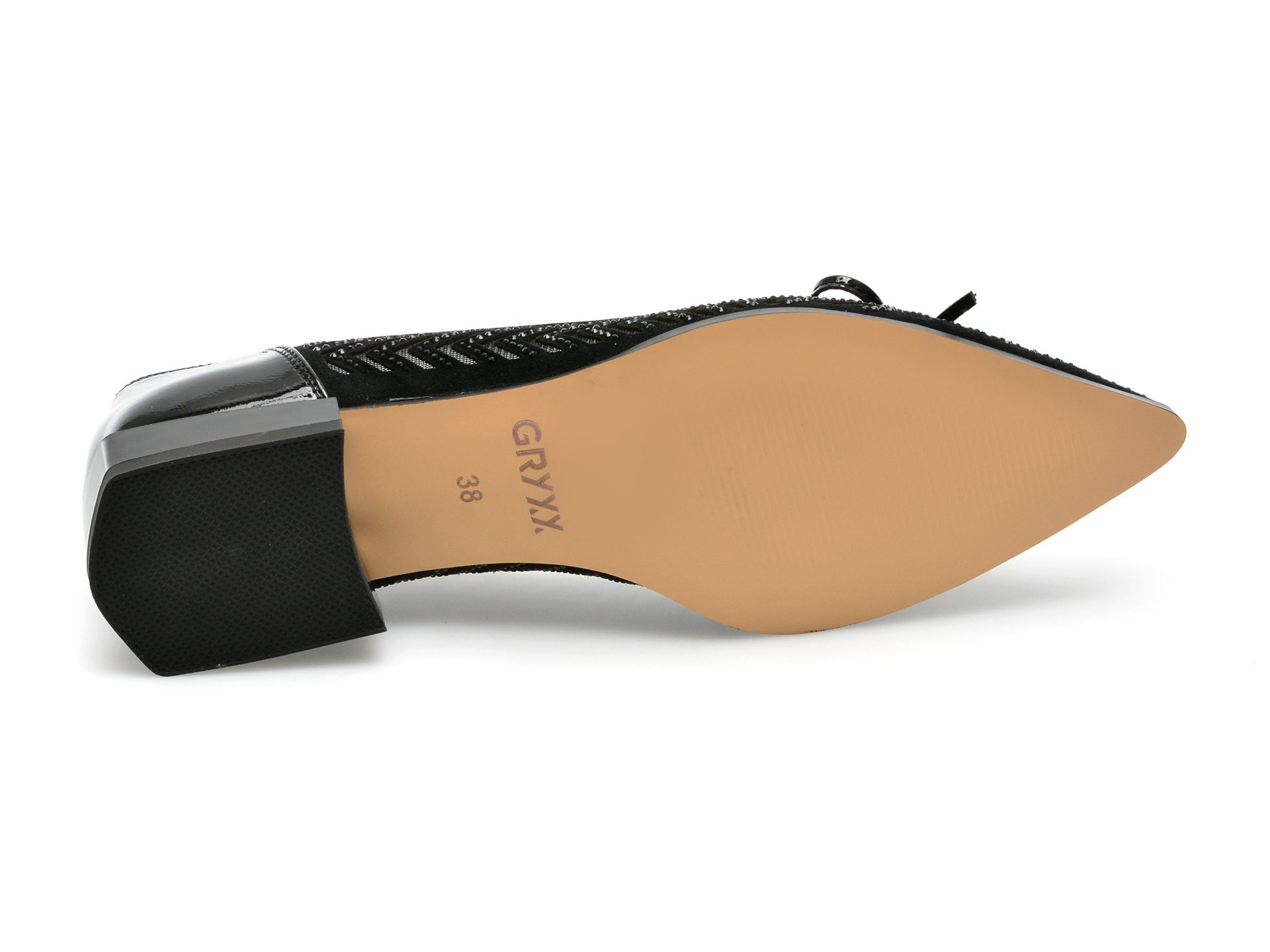 Pantofi GRYXX negri, K320009, din piele intoarsa si material textil